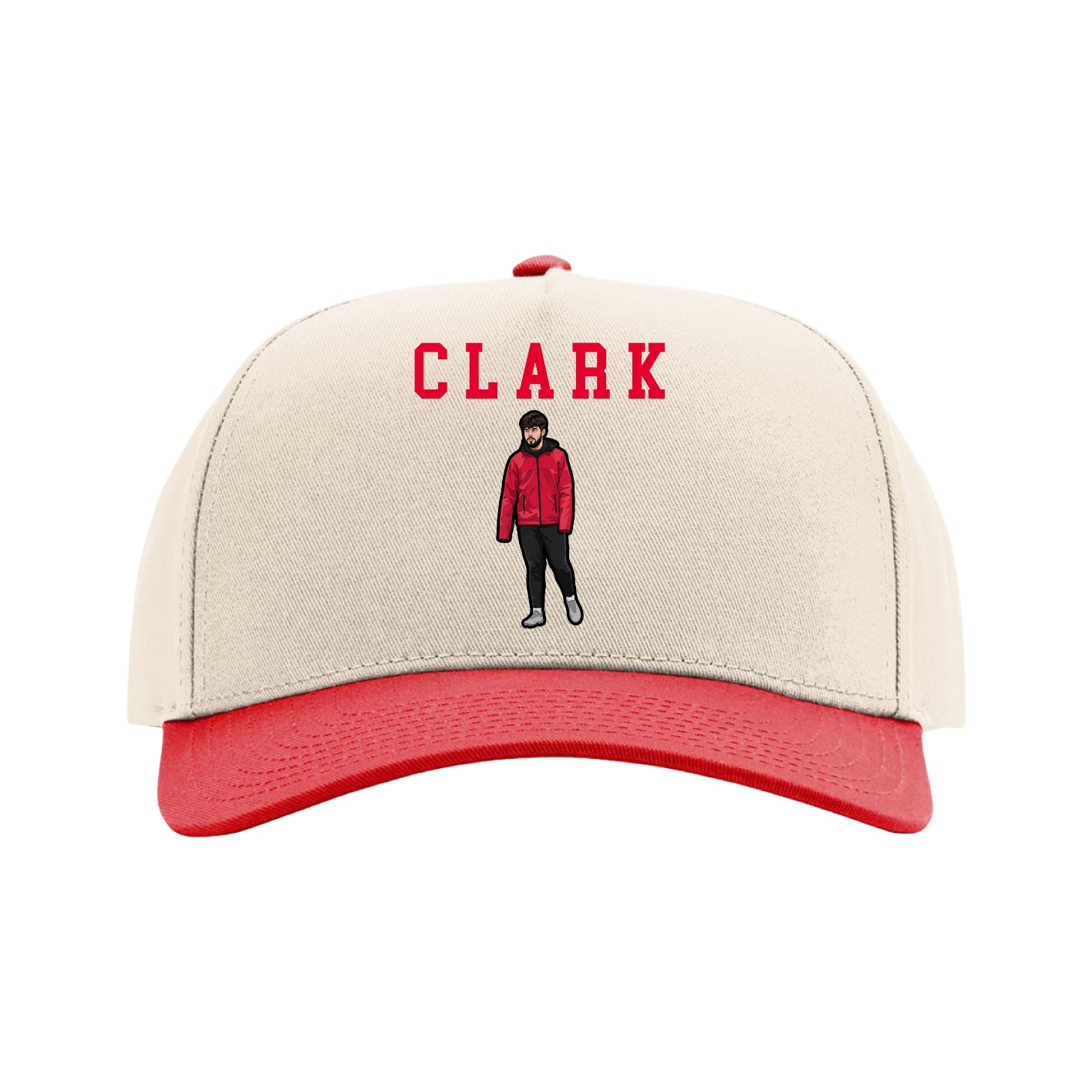 Full Fabric Five-Panel Champ Cap — Shirsey in Cream/Red