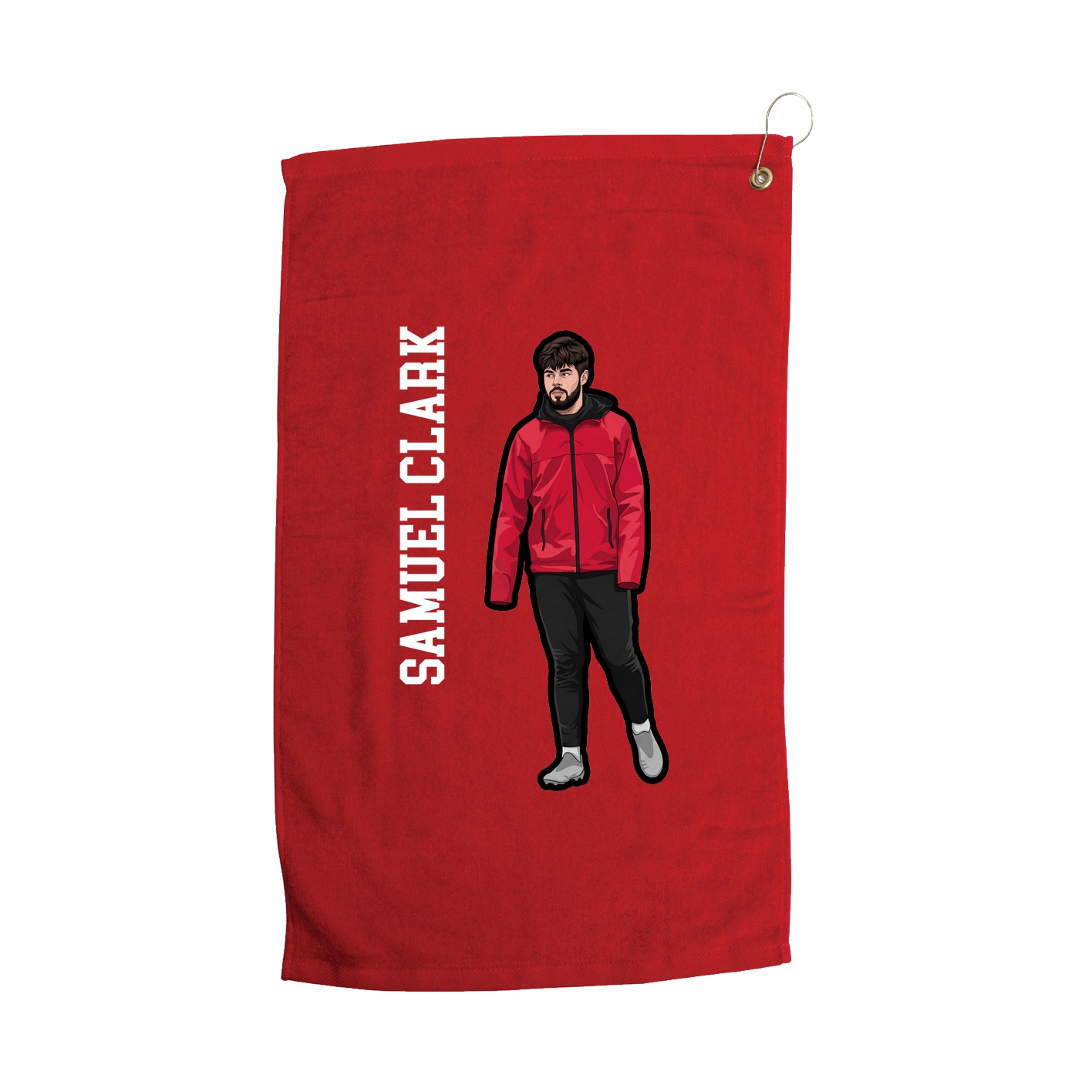 Golf Towel — Name Vertical in Red