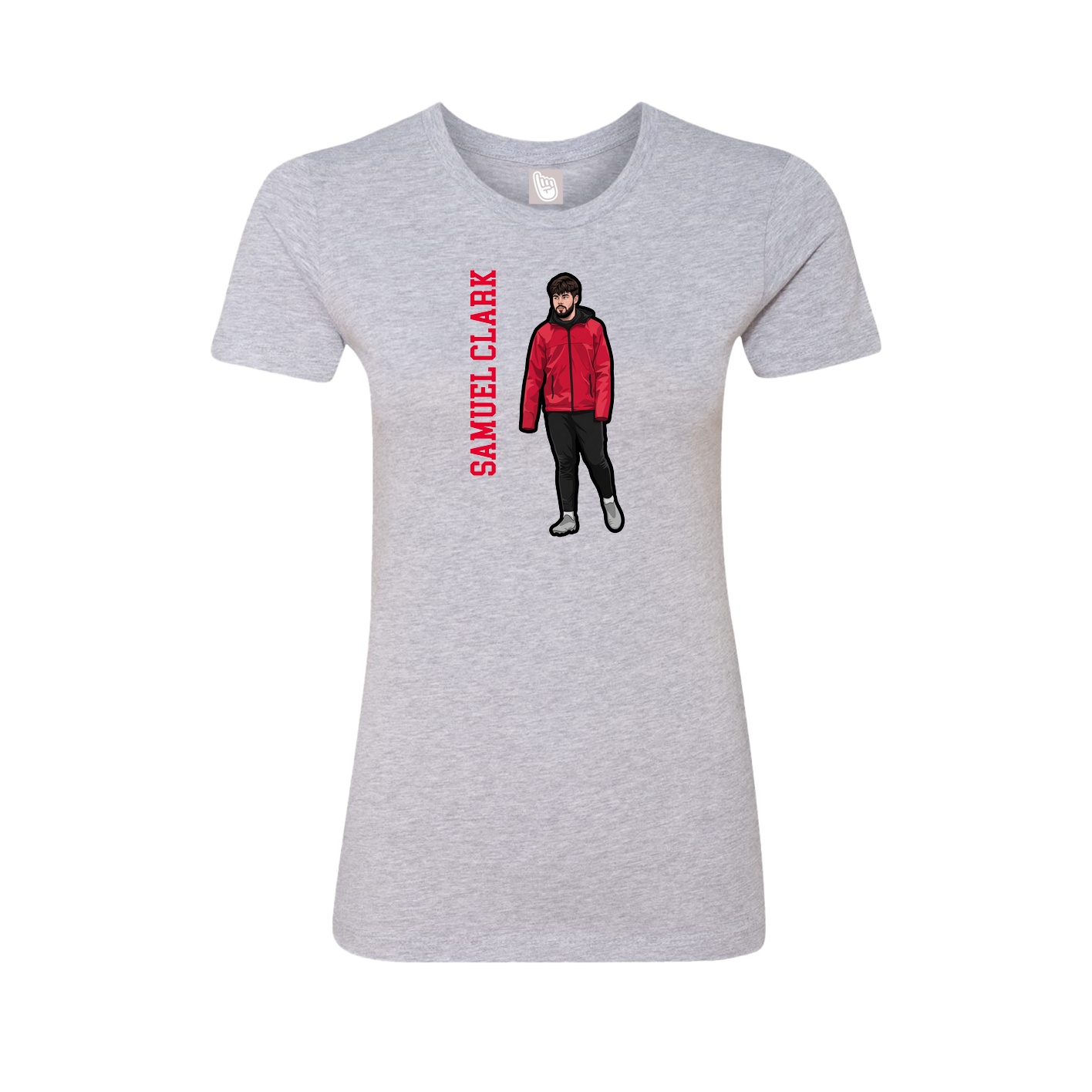 Fitted Women's Tee — Name Vertical in Grey