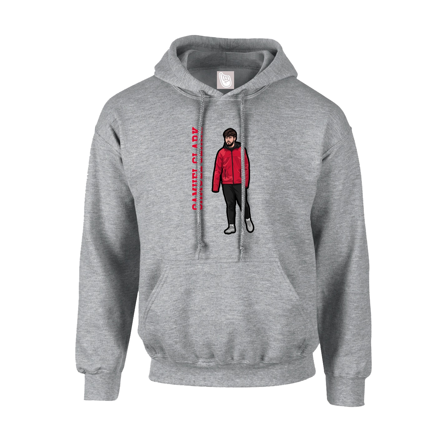 Hoodie — Name Vertical in Grey