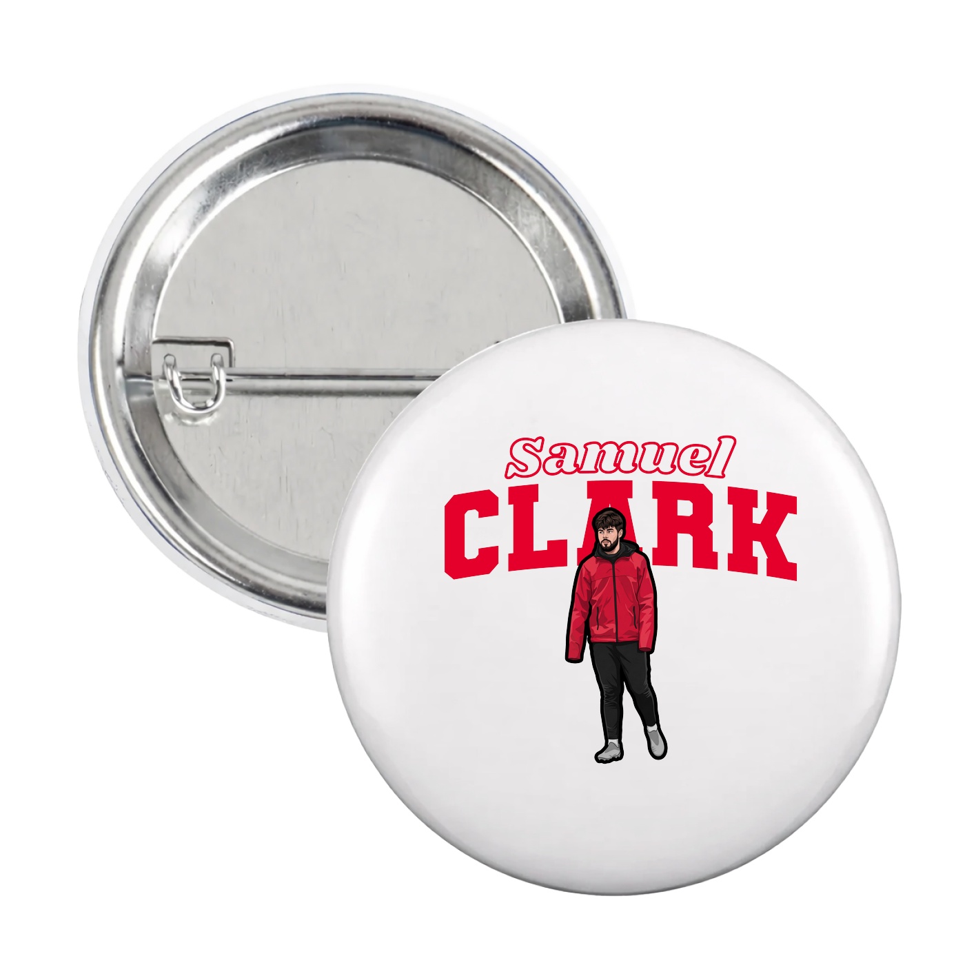 Game Day Button — Name Arch in White