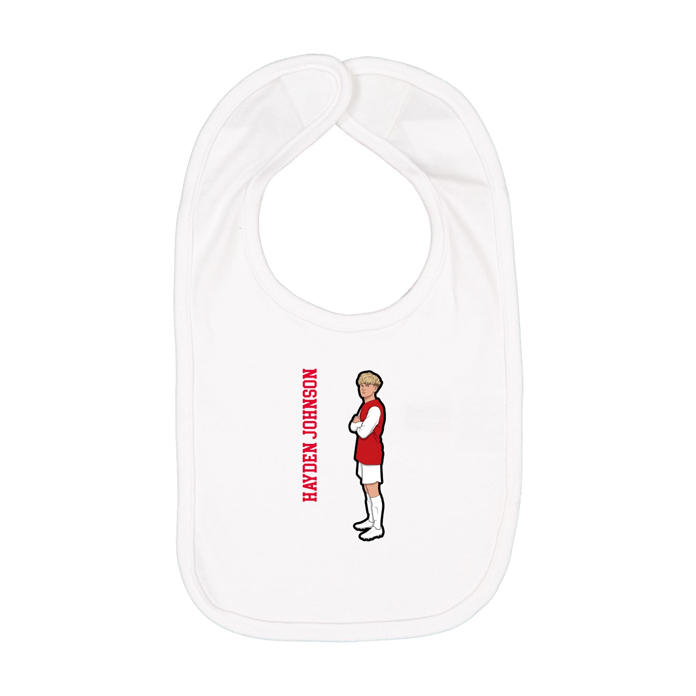 Infant Bib — Name Vertical in White