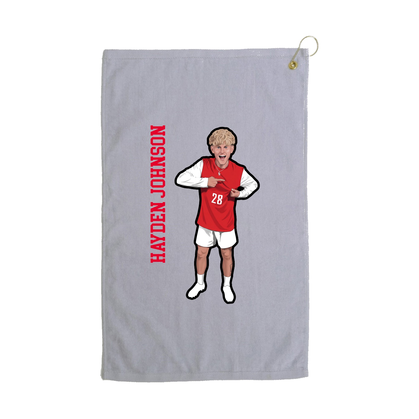 Golf Towel — Name Vertical in Grey