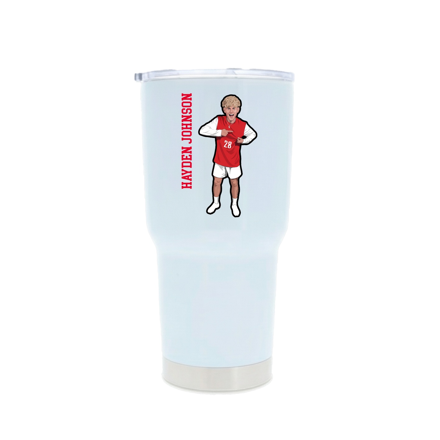 30oz Stainless Steel Tumbler — Name Vertical in White