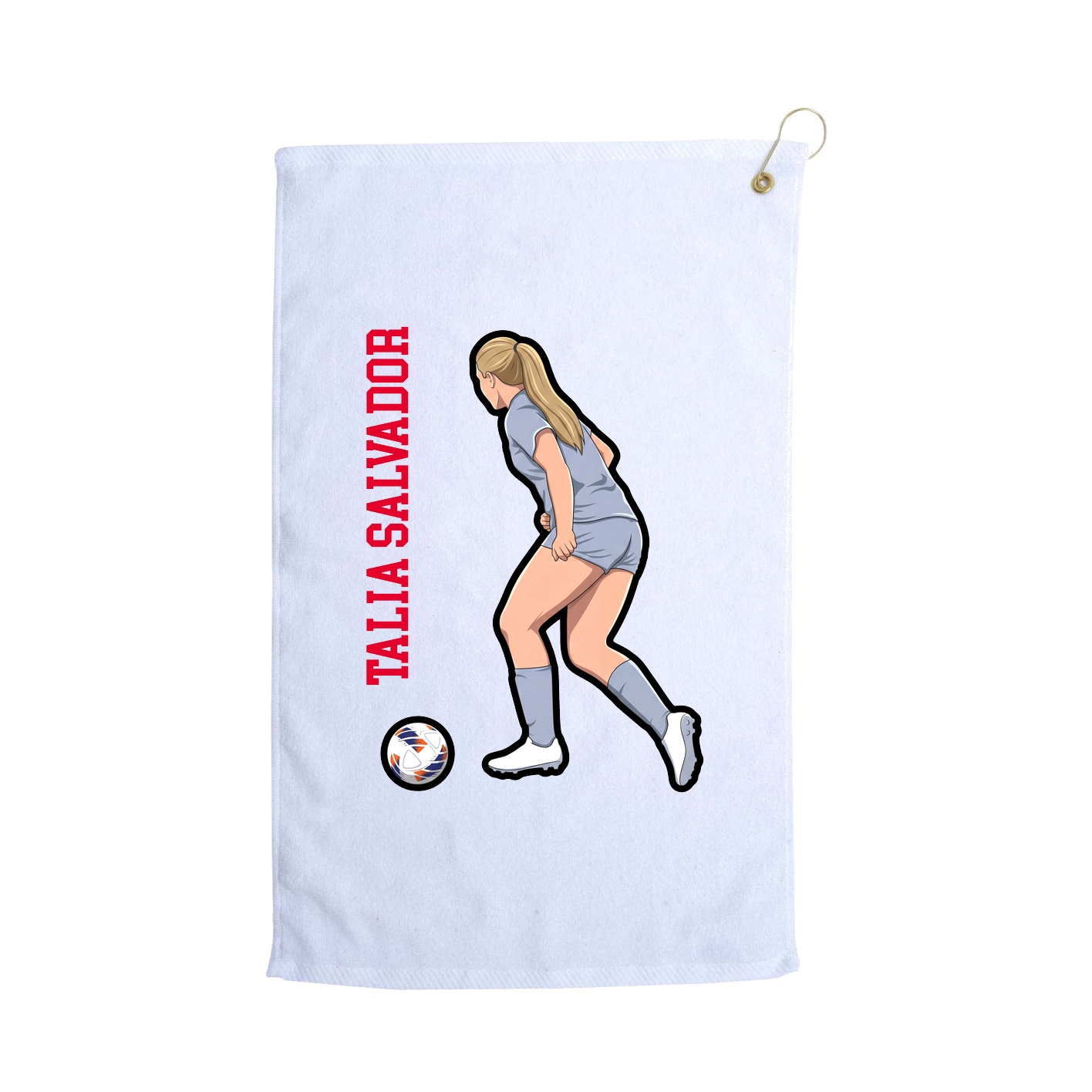 Golf Towel — Name Vertical in White