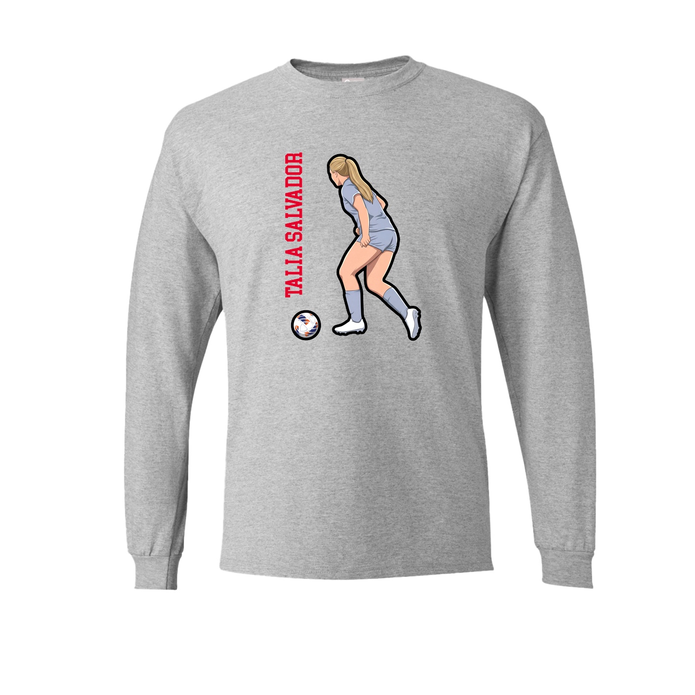 Long Sleeve Tee — Name Vertical in Grey