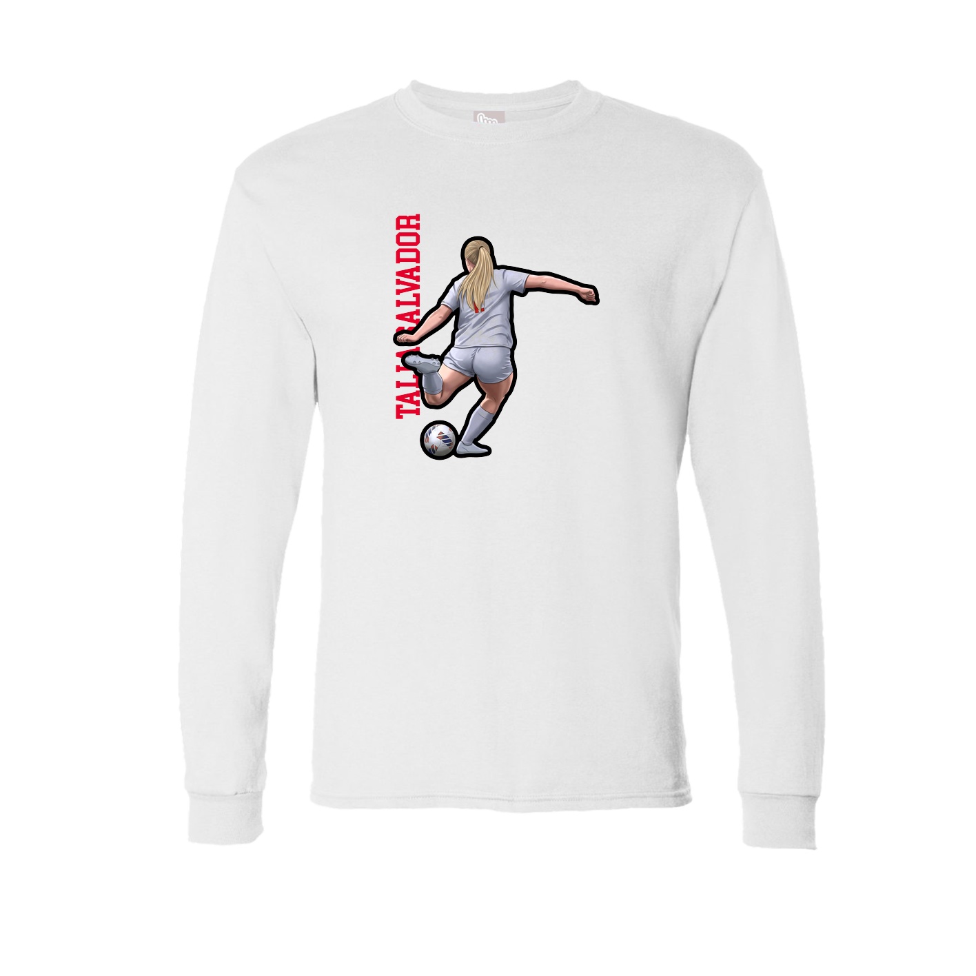 Long Sleeve Tee — Name Vertical in White