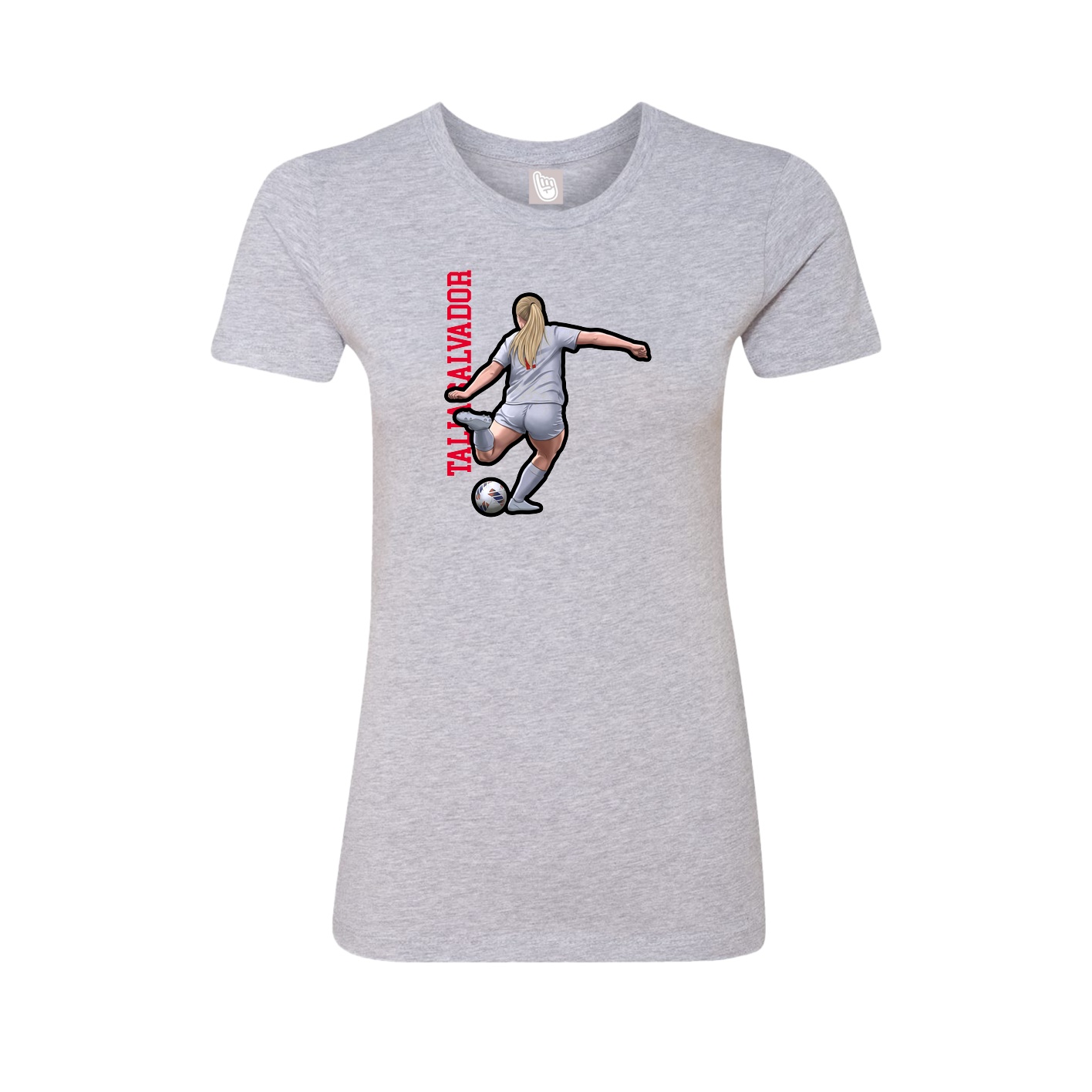 Fitted Women's Tee — Name Vertical in Grey