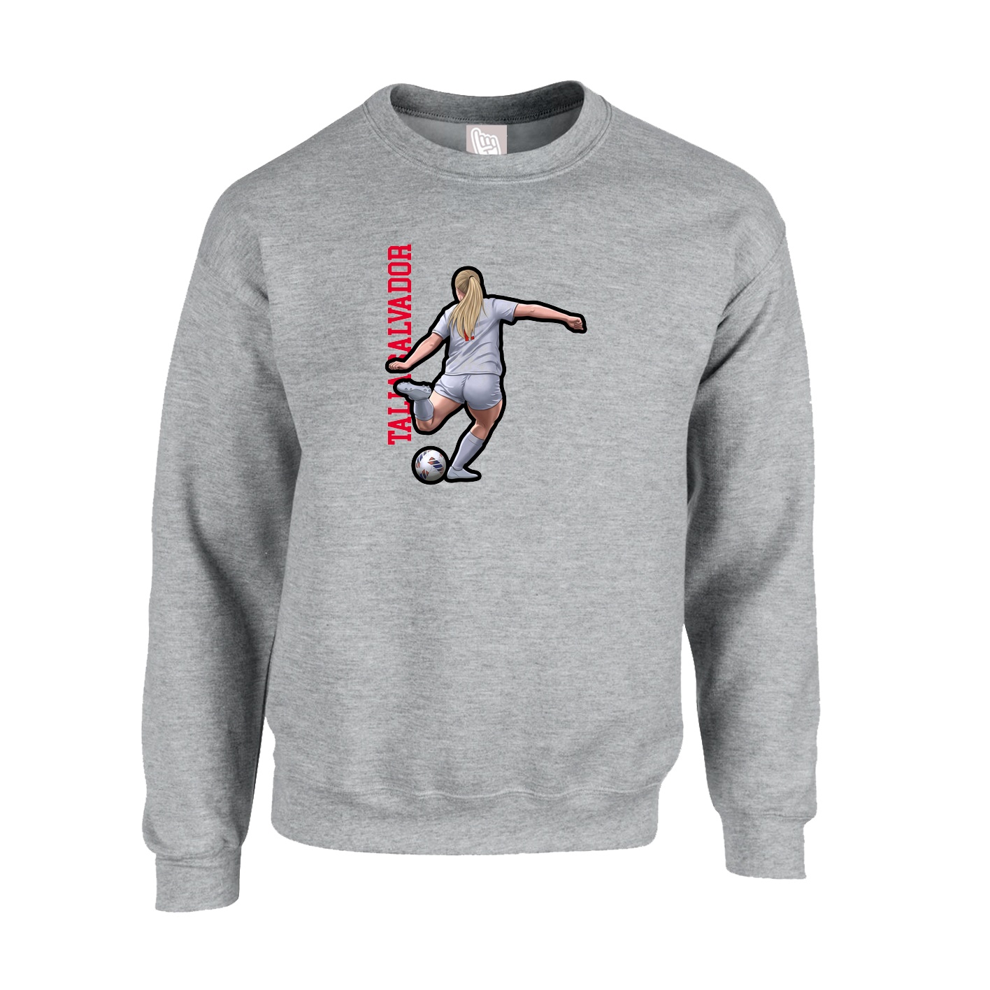 Fleece Crew — Name Vertical in Grey