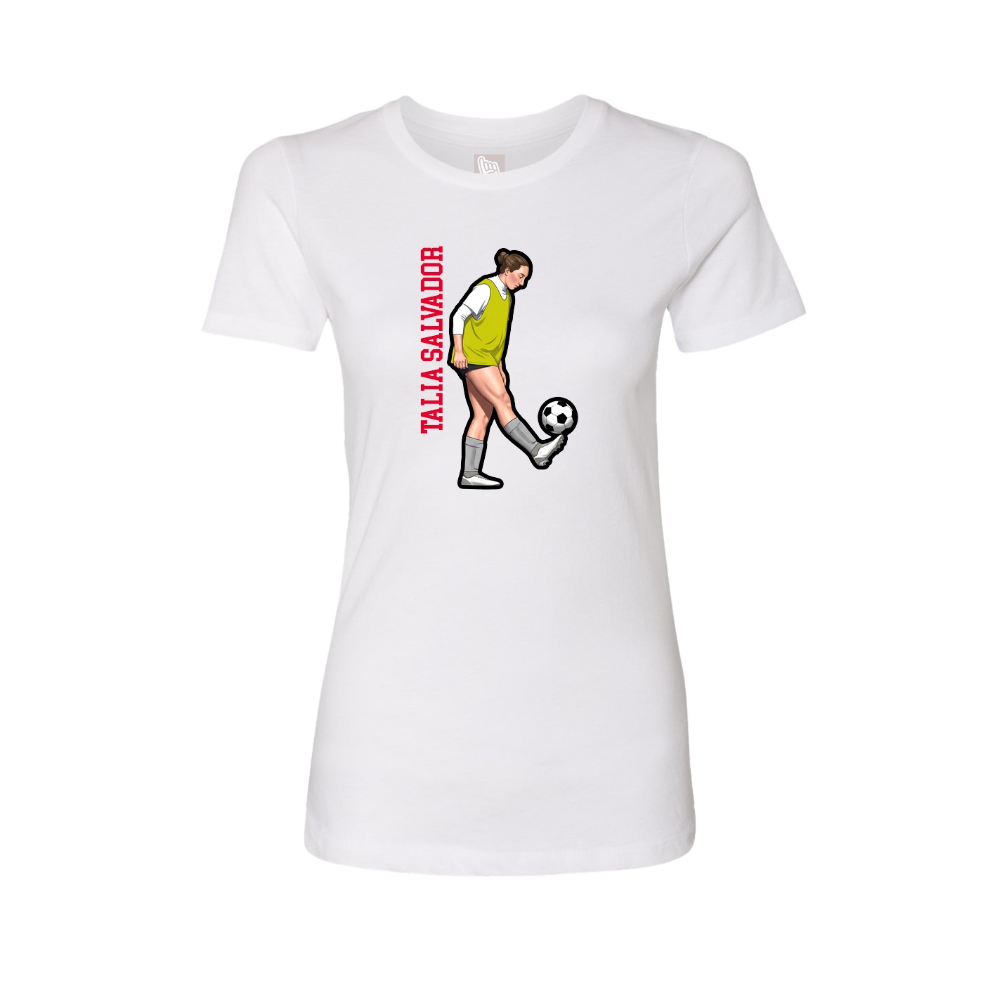 Fitted Women's Tee — Name Vertical in White