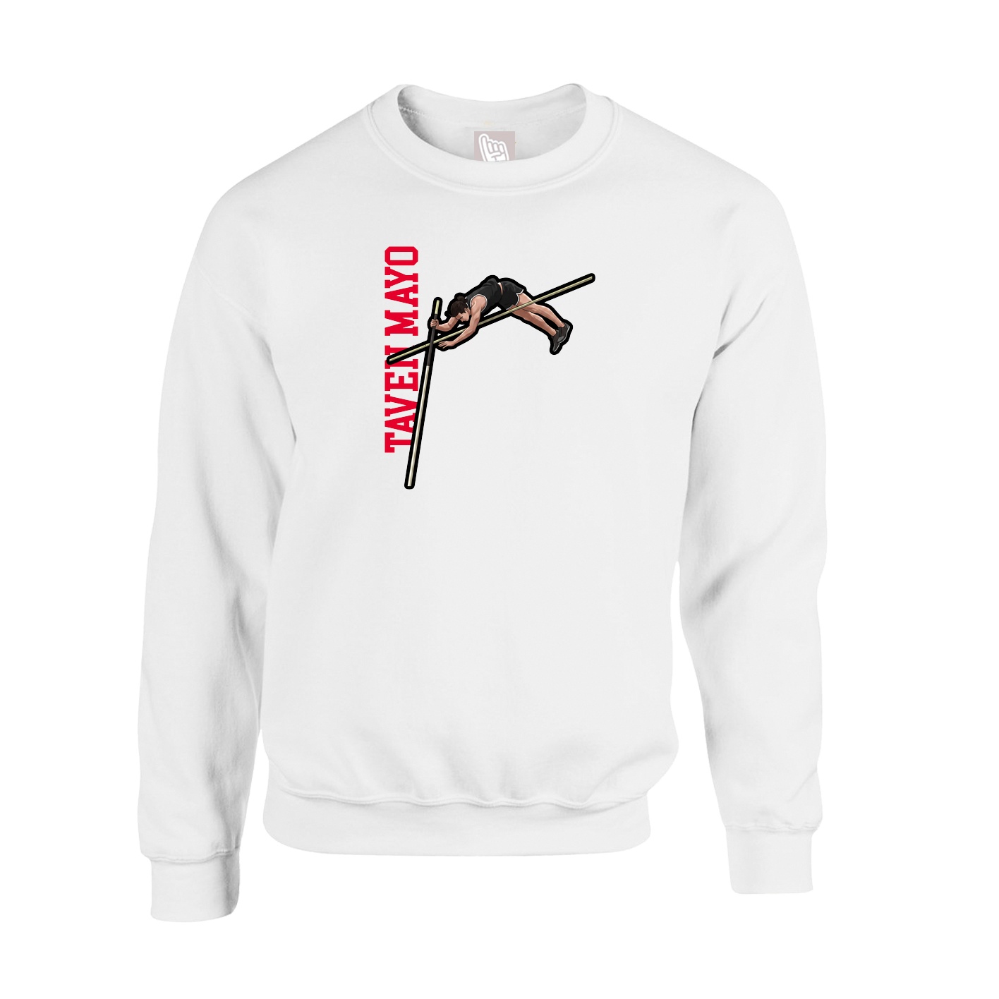 Fleece Crew — Name Vertical in White