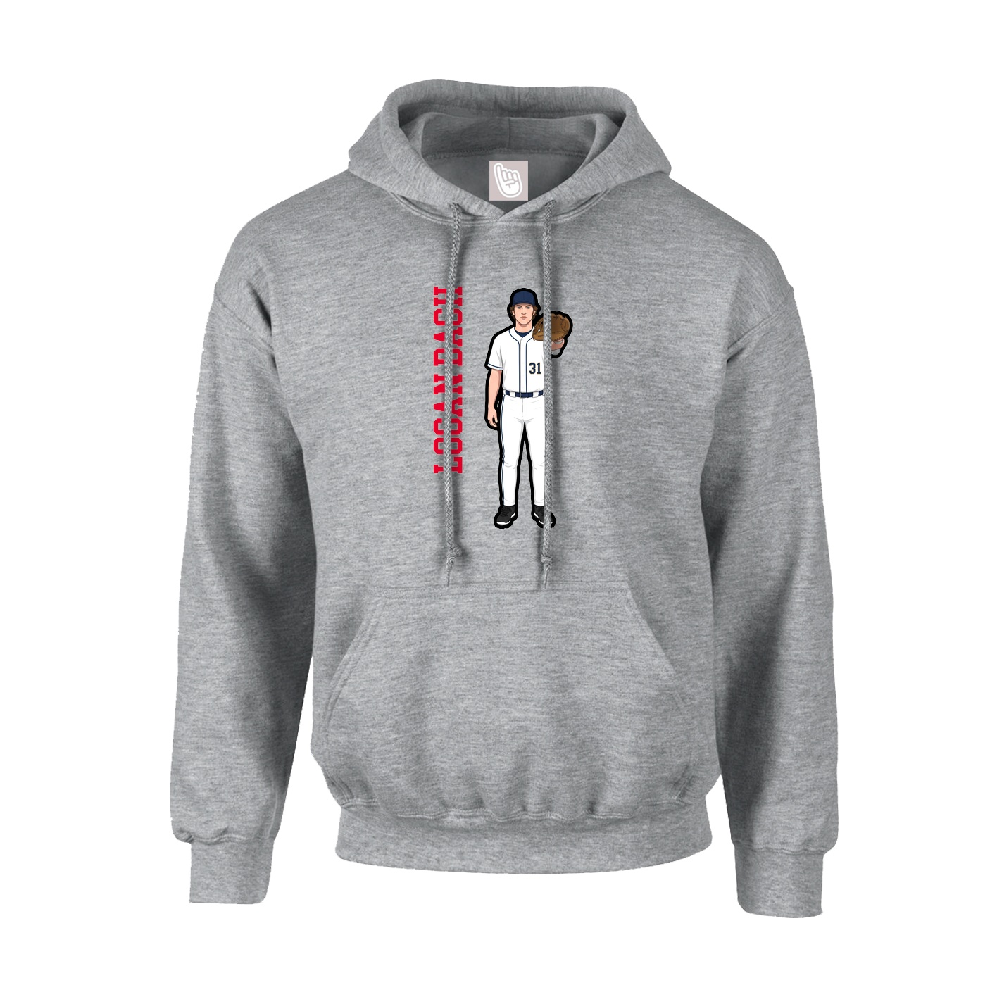 Youth Hoodie — Name Vertical in Grey