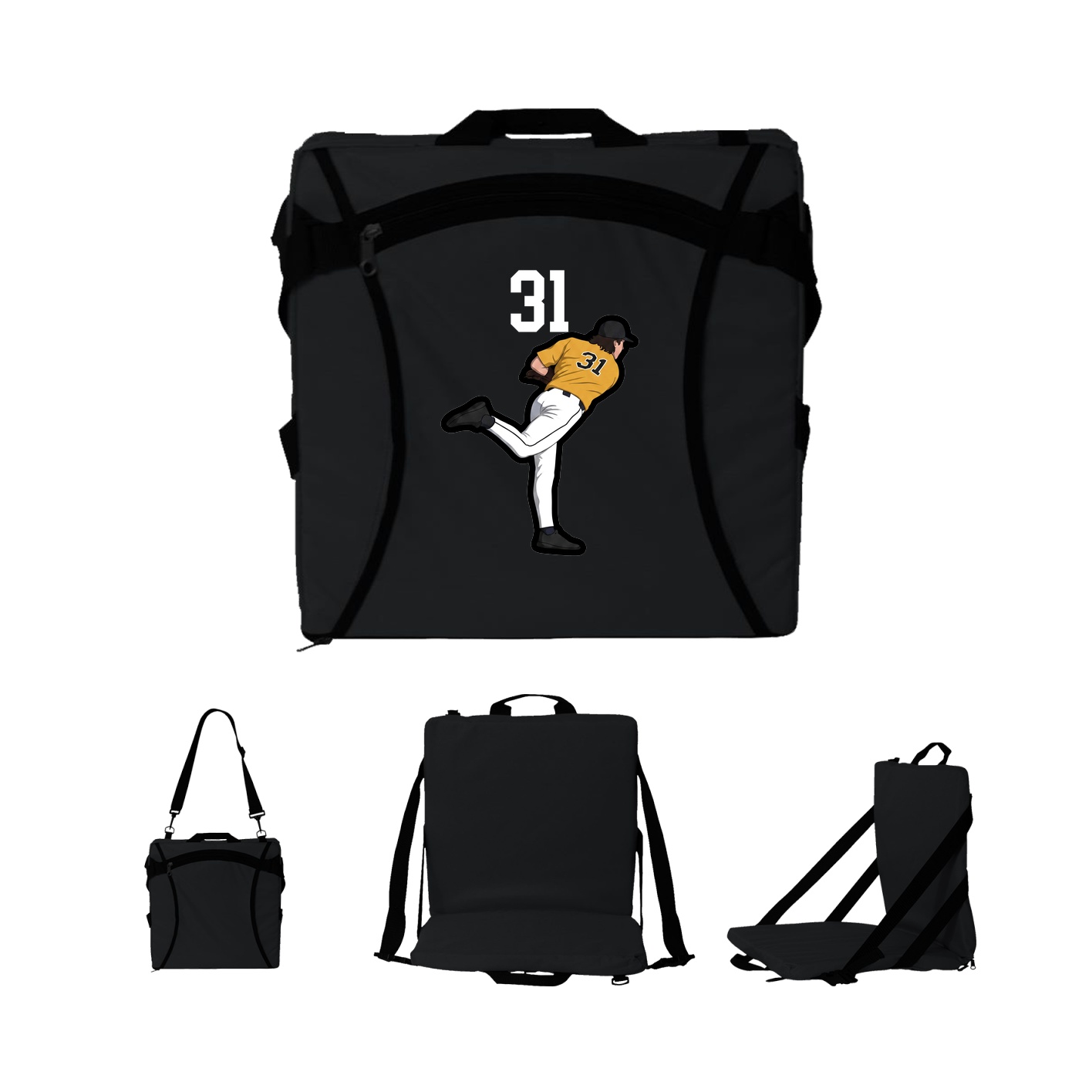 Folding Stadium Seat — Number Top in Black