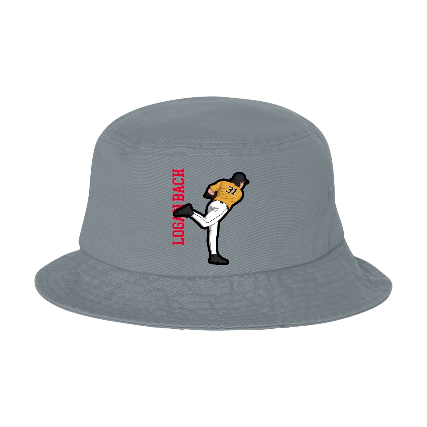 Bucket Cap — Name Vertical in Grey