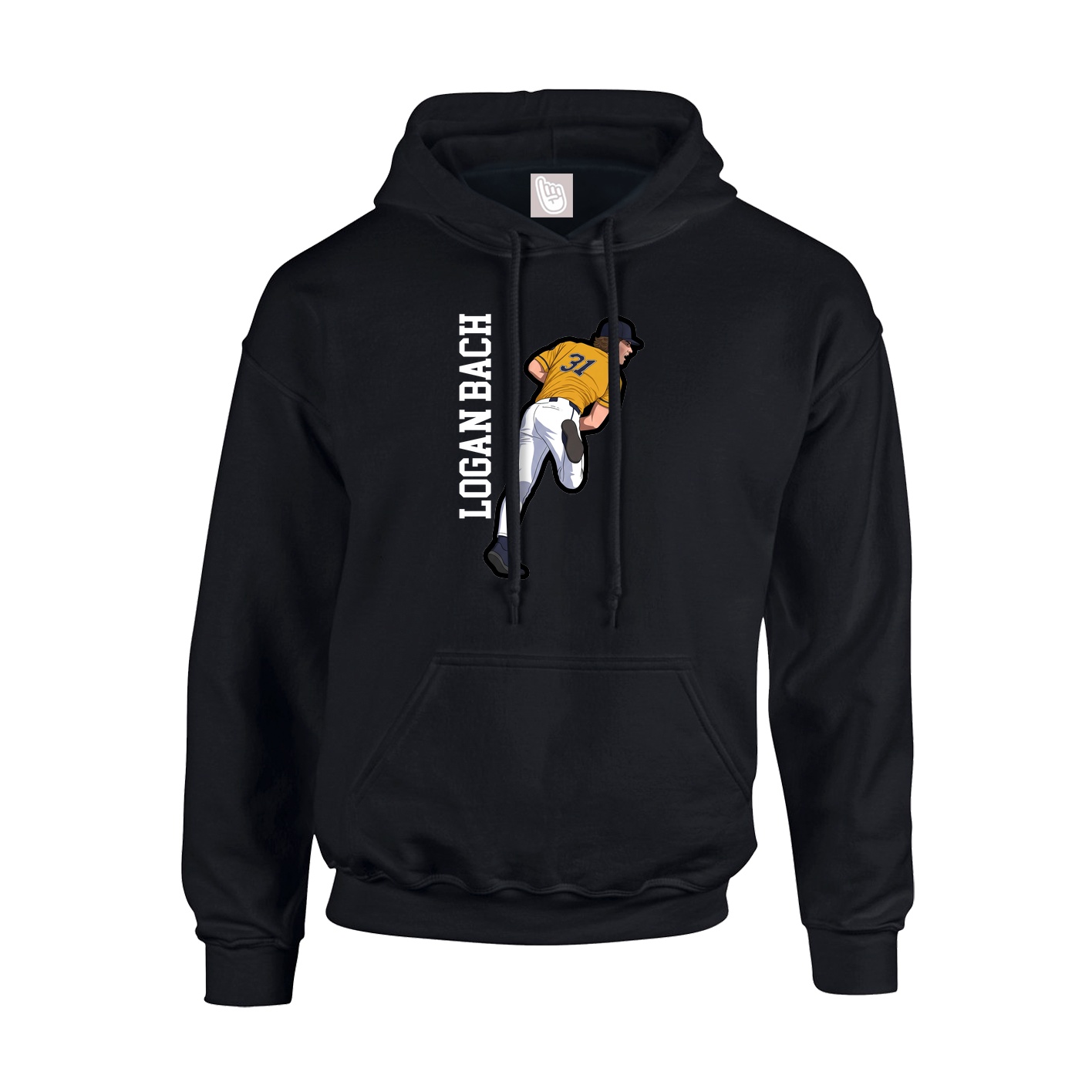 Youth Hoodie — Name Vertical in Black