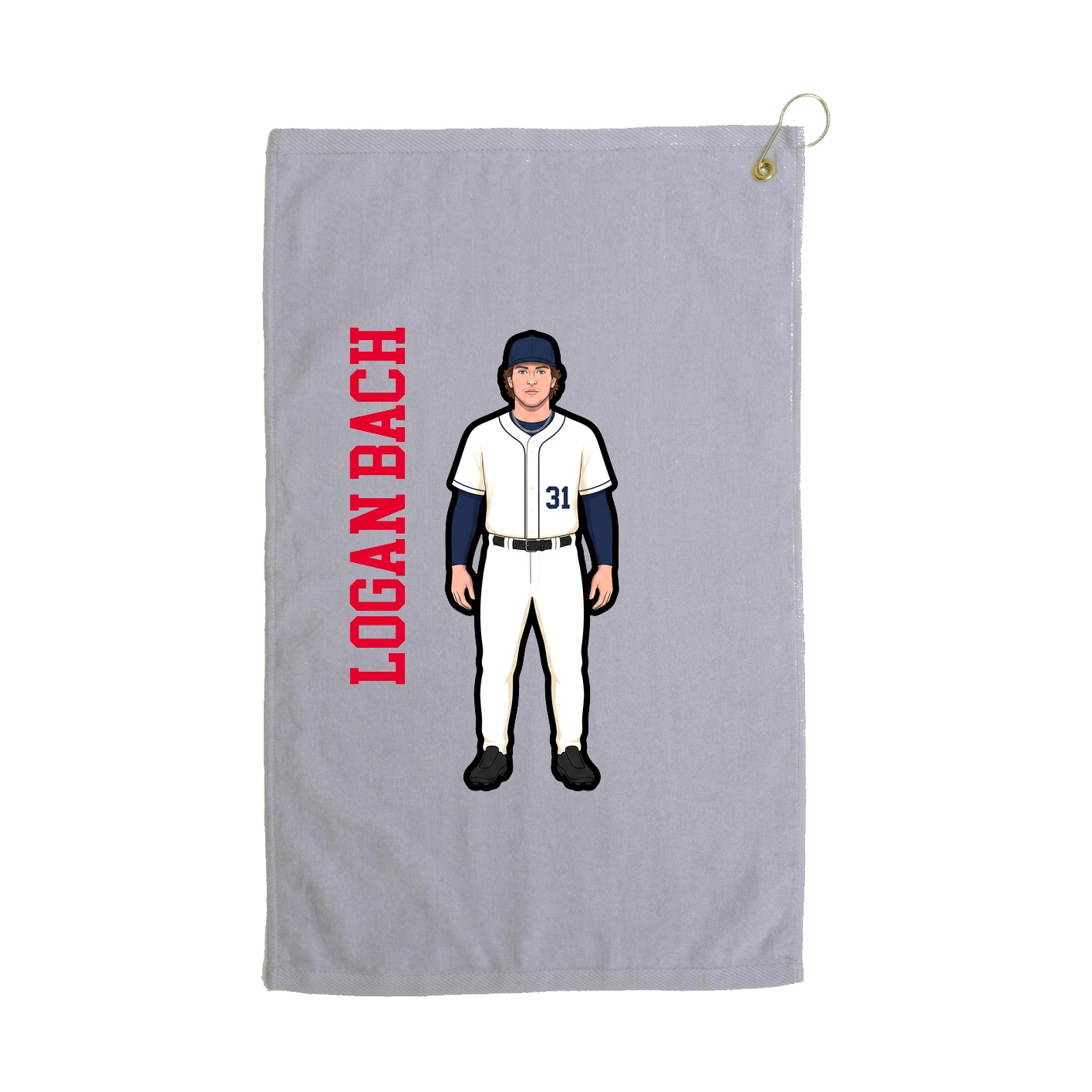 Golf Towel — Name Vertical in Grey