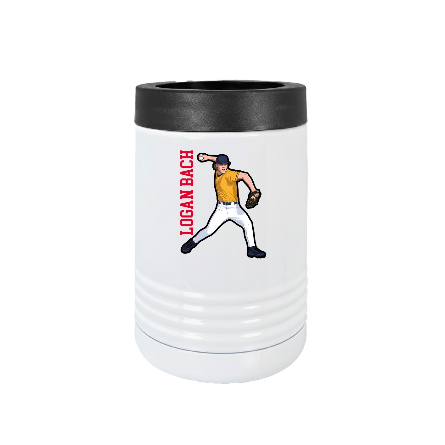 Beverage Holder — Name Vertical in White