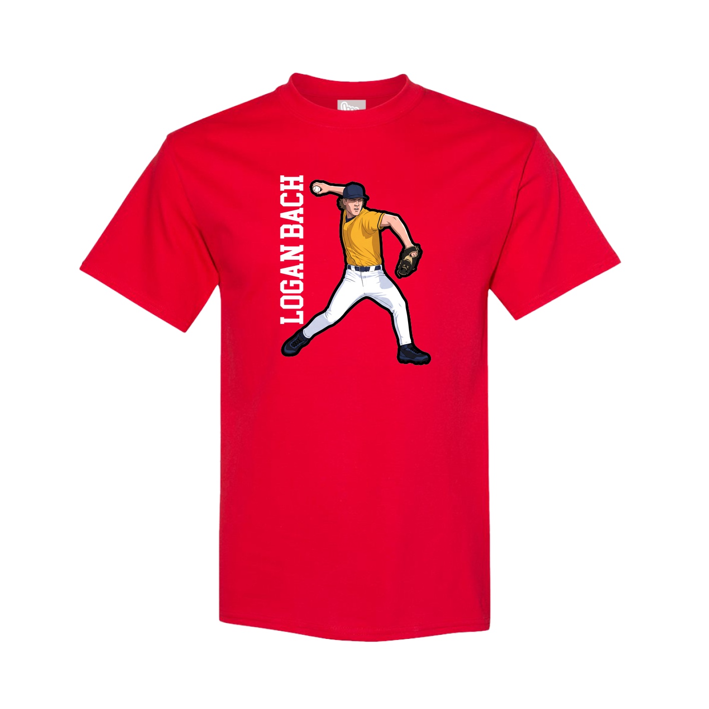 Tee — Name Vertical in Red