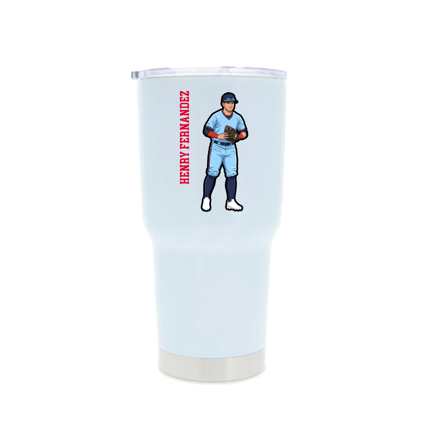30oz Stainless Steel Tumbler — Name Vertical in White
