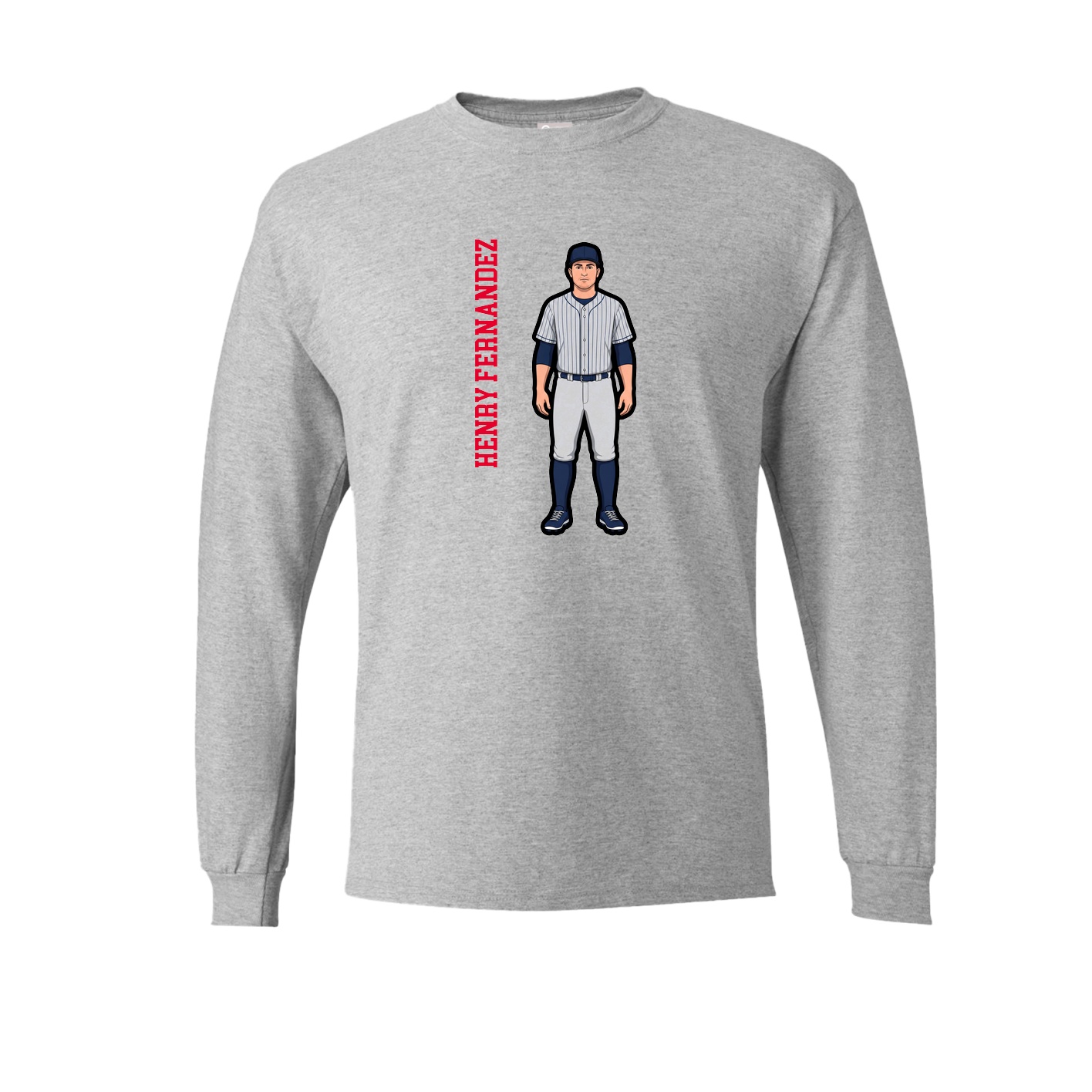 Long Sleeve Tee — Name Vertical in Grey