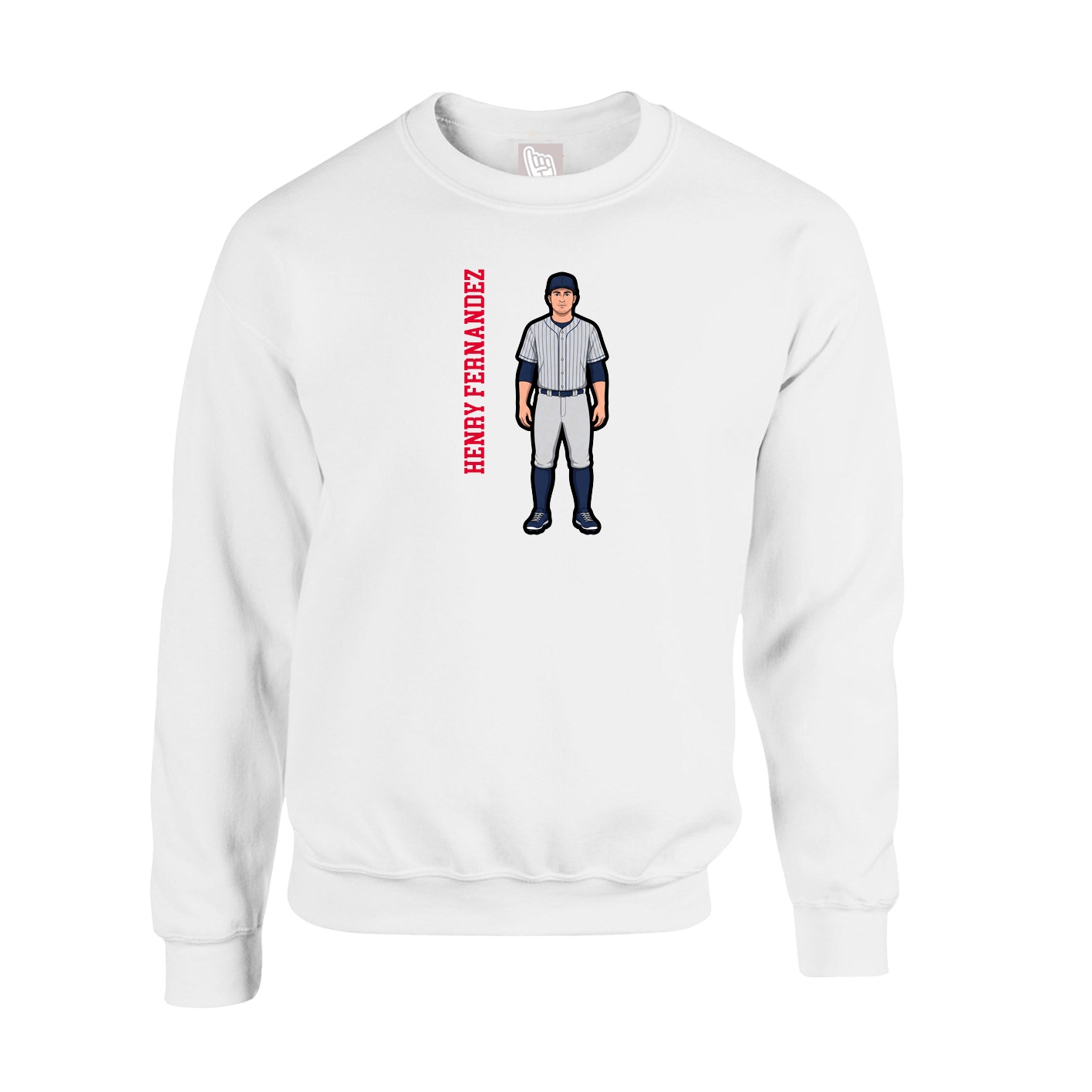 Fleece Crew — Name Vertical in White