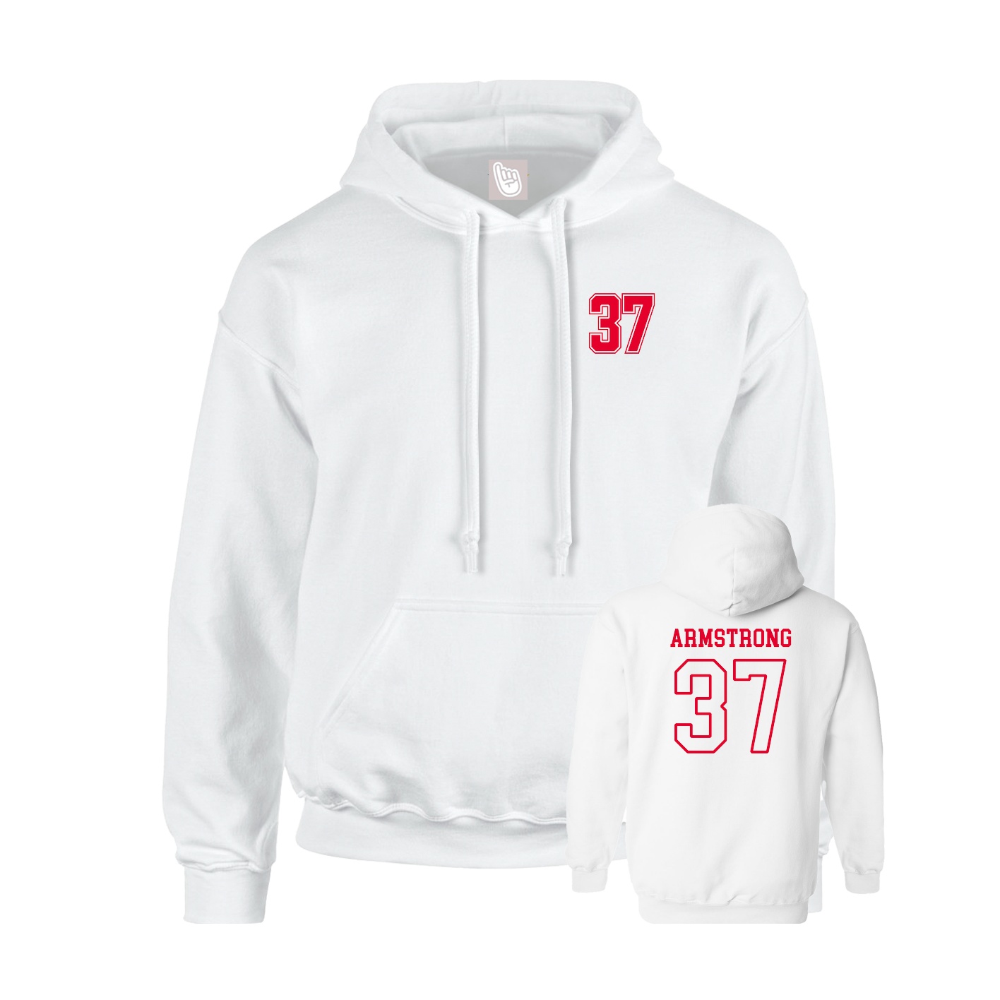 Hoodie — Chest Back in White