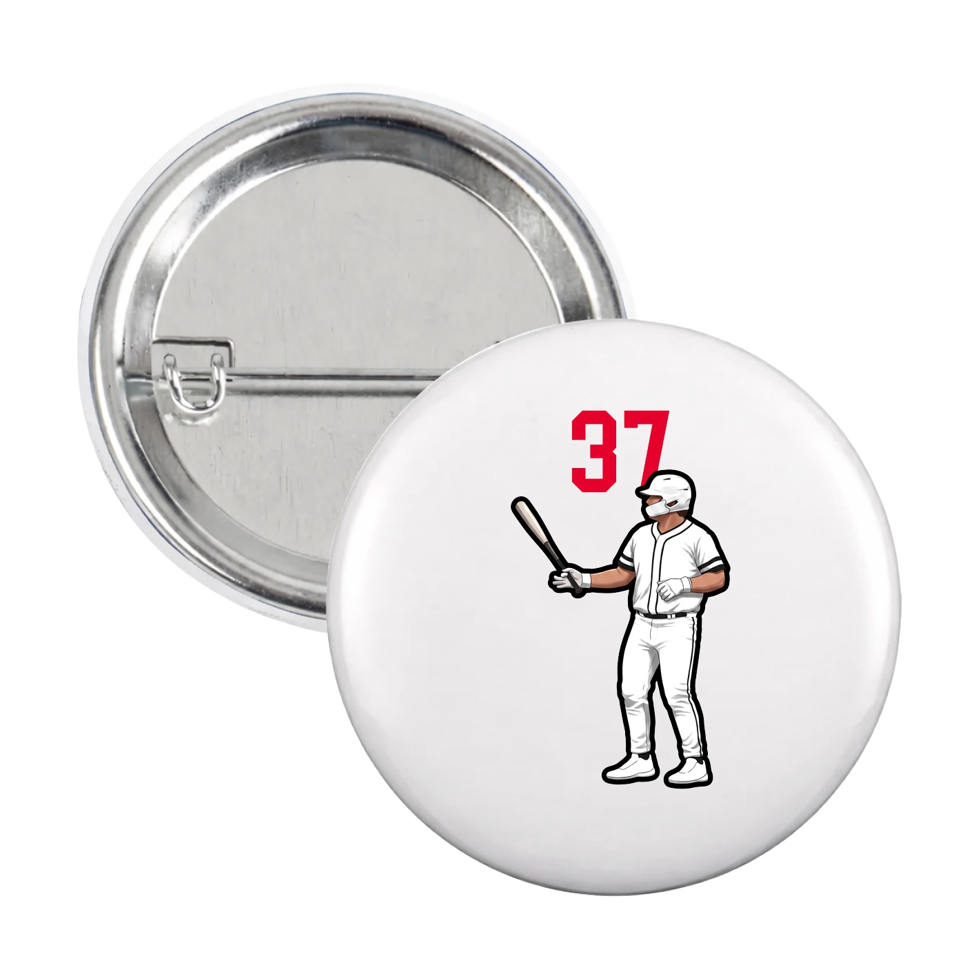 Game Day Button — Number Top in White