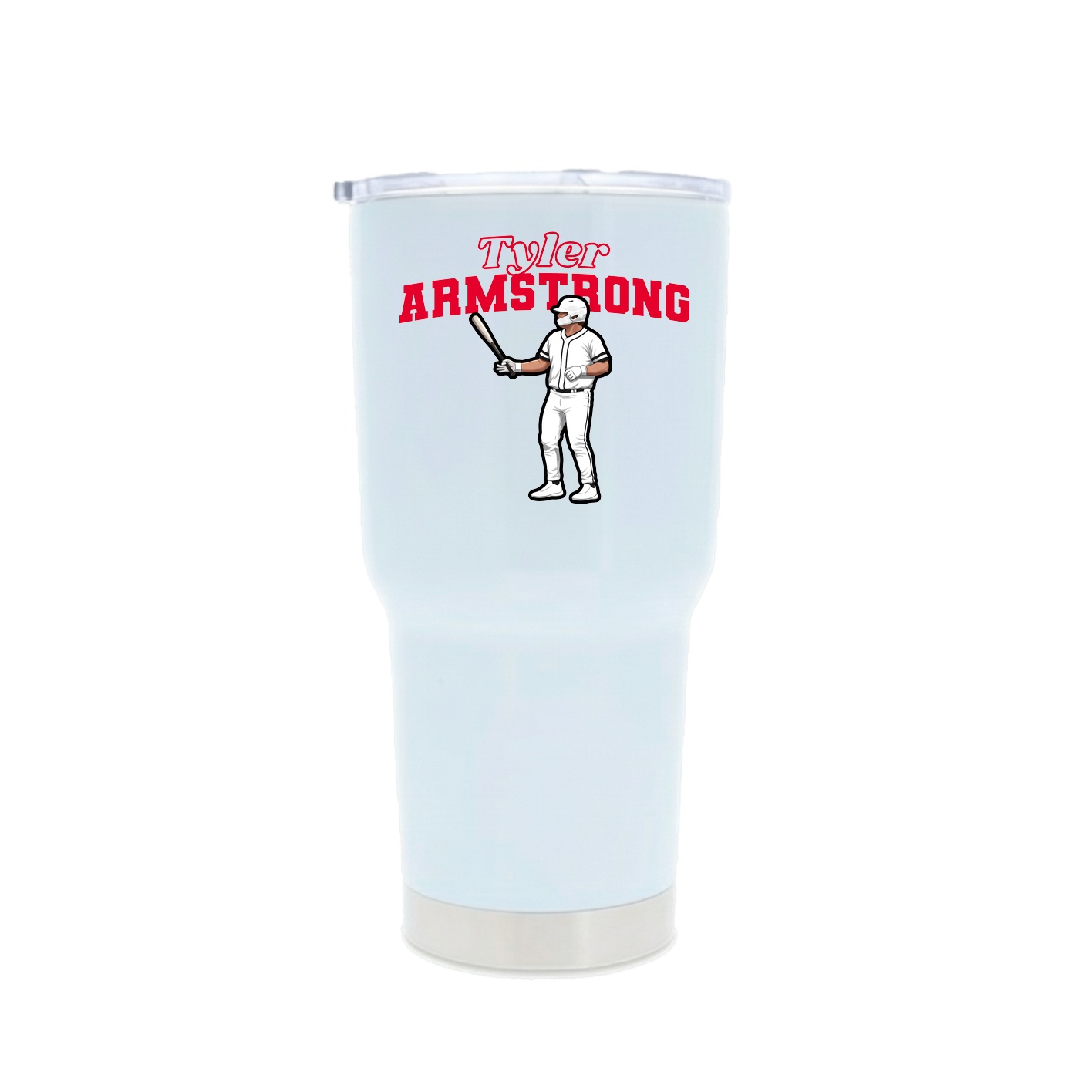 30oz Stainless Steel Tumbler — Name Arch in White