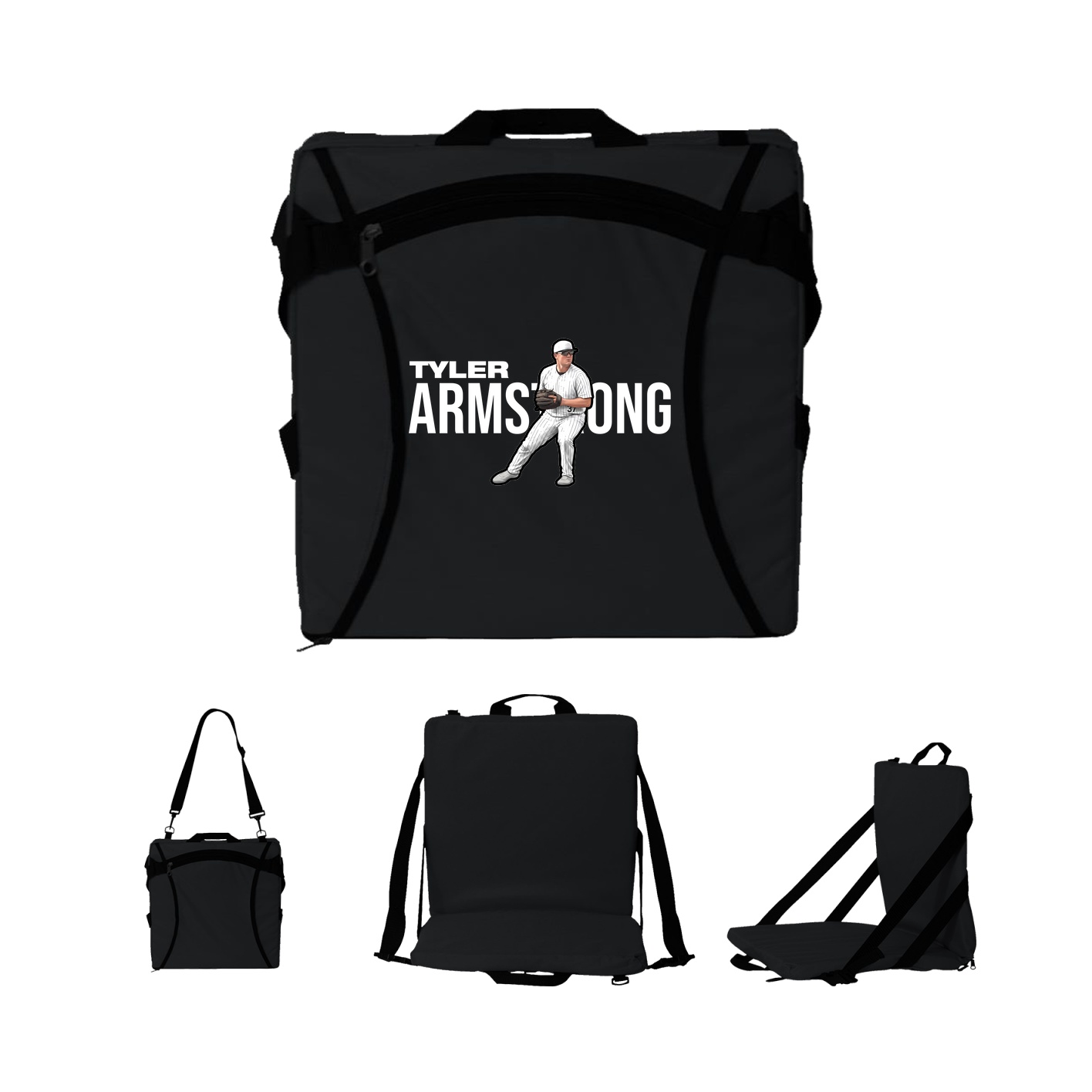 Folding Stadium Seat — Player Name in Black