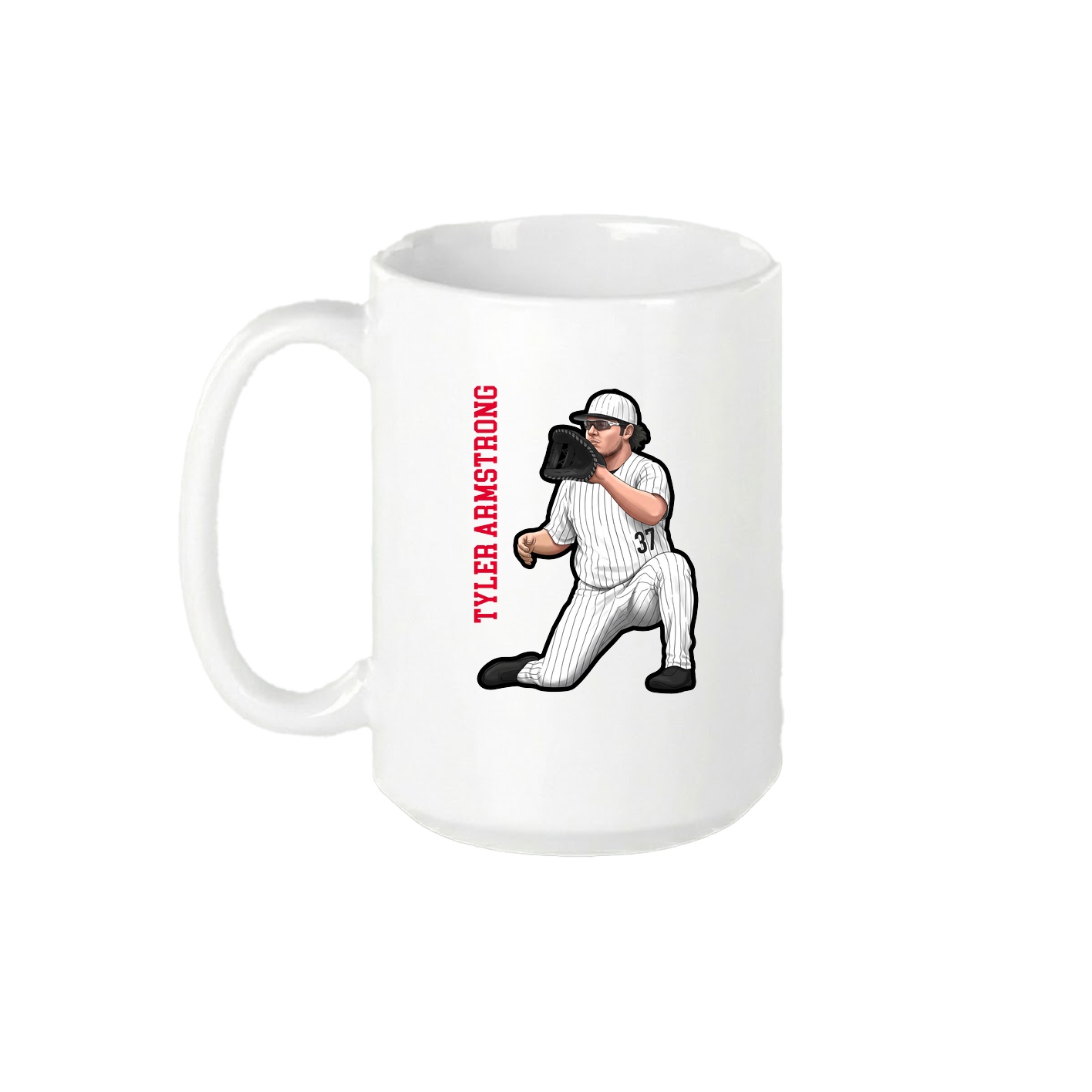 15oz Coffee Mug — Name Vertical in White