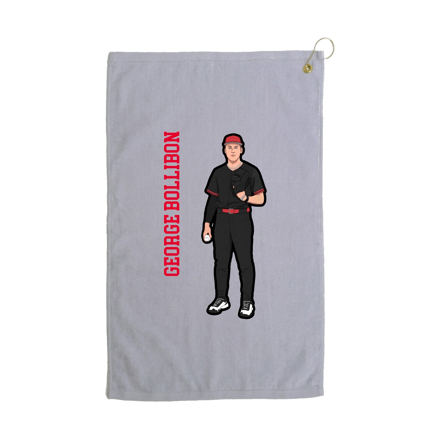 Golf Towel — Name Vertical in Grey