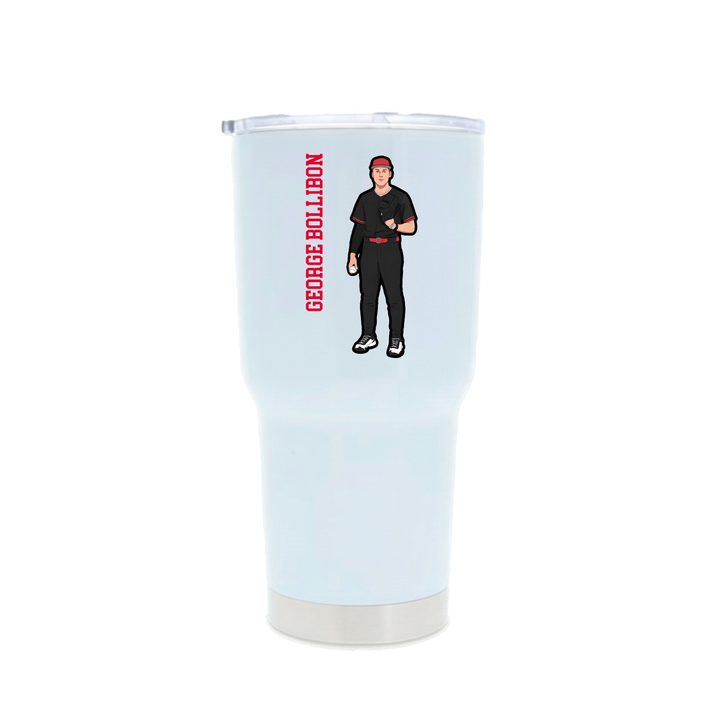 30oz Stainless Steel Tumbler — Name Vertical in White