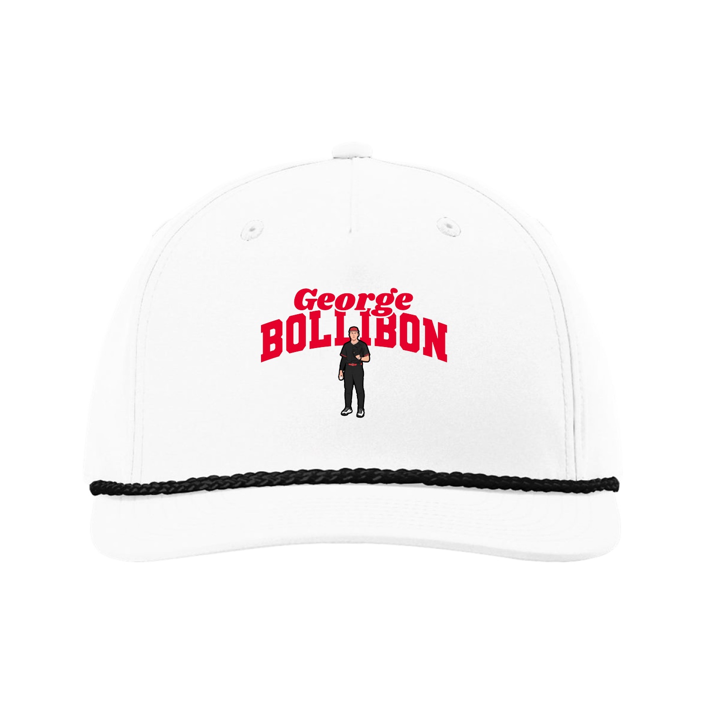 Five-Panel Classic Rope Cap — Signature Arch in White