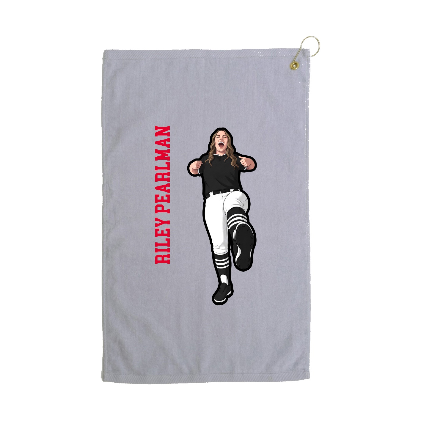 Golf Towel — Name Vertical in Grey