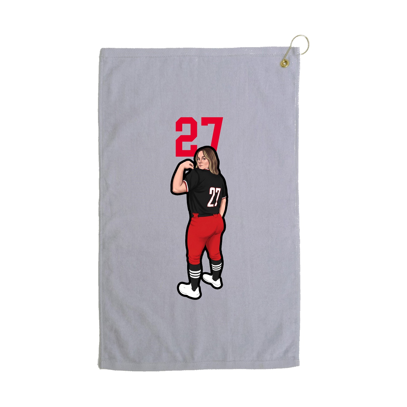 Golf Towel — Number Top in Grey