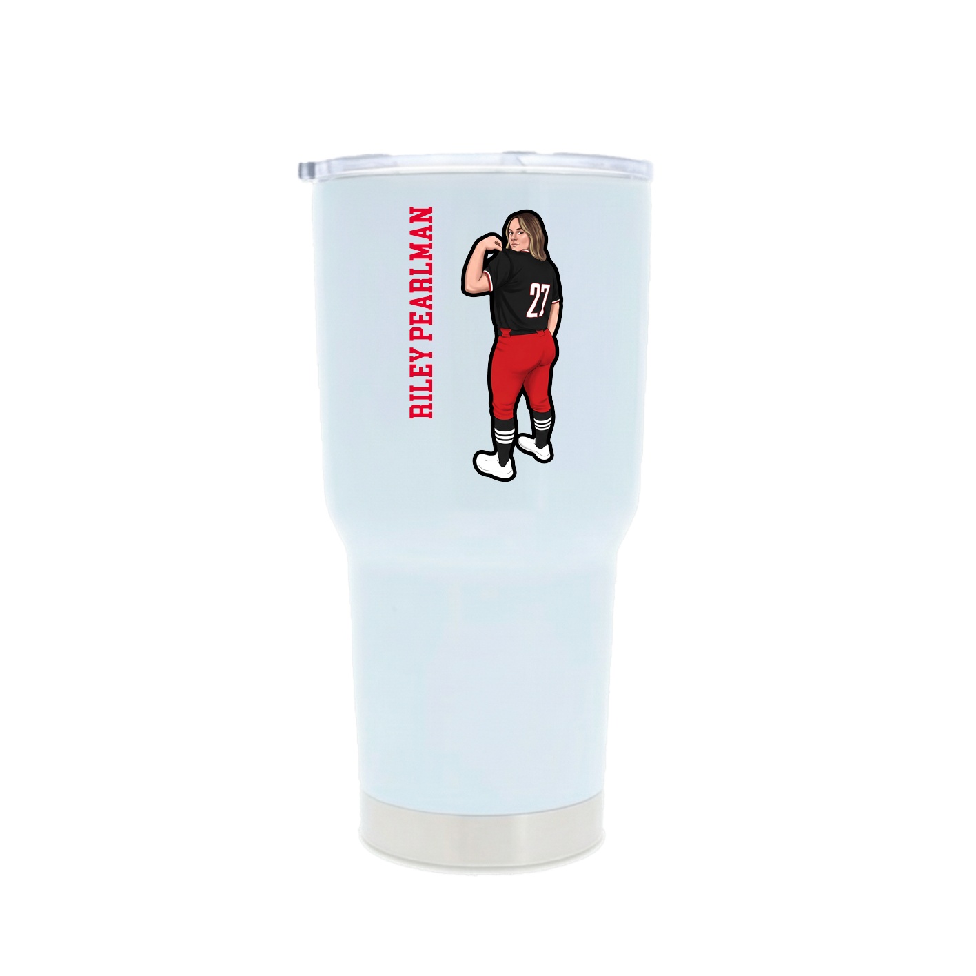 30oz Stainless Steel Tumbler — Name Vertical in White