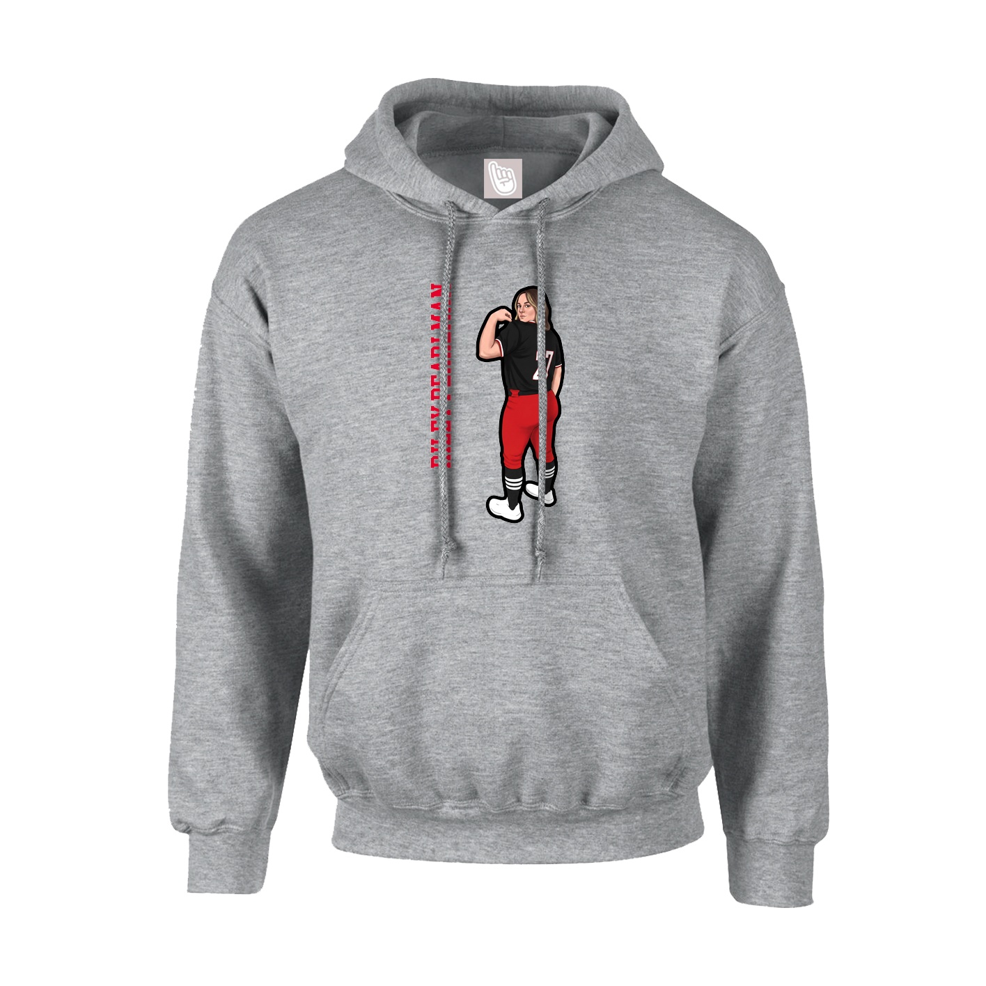Youth Hoodie — Name Vertical in Grey