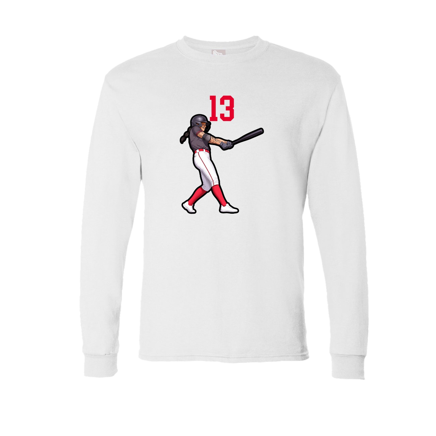 Long Sleeve Tee — Number Top in White