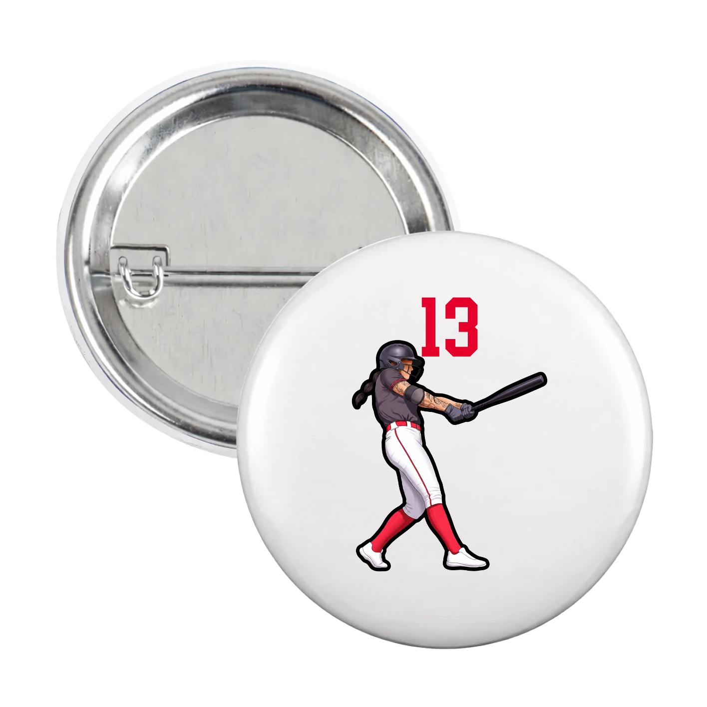 Game Day Button — Number Top in White