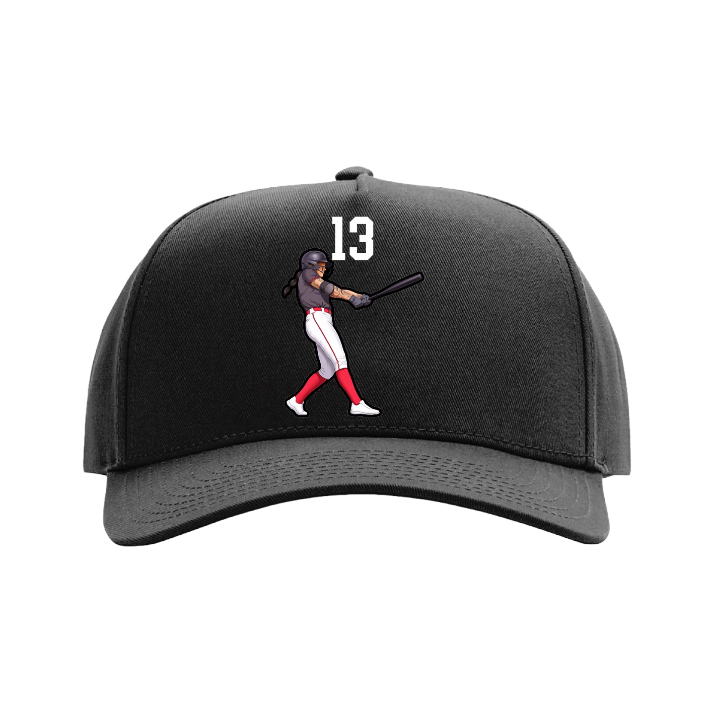 Full Fabric Five-Panel Champ Cap — Number Top in Black