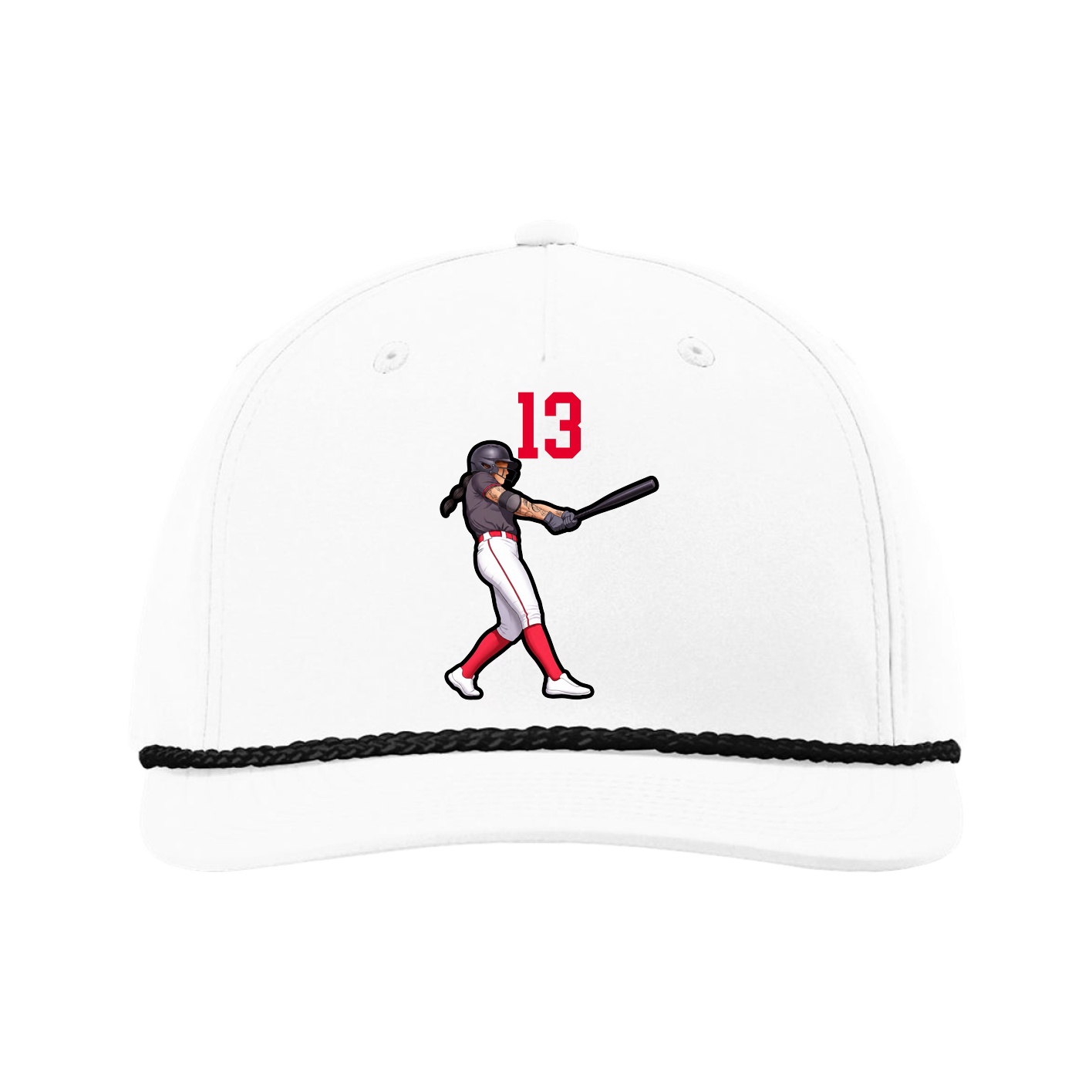 Five-Panel Classic Rope Cap — Number Top in White