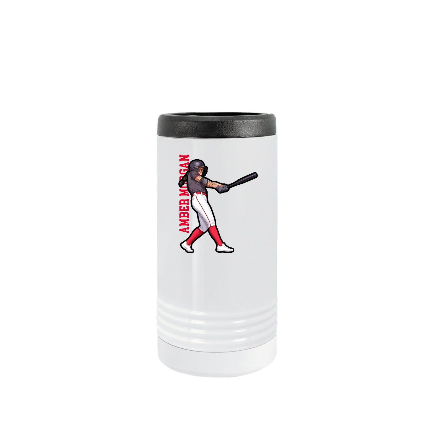 Slim Beverage Holder — Name Vertical in White