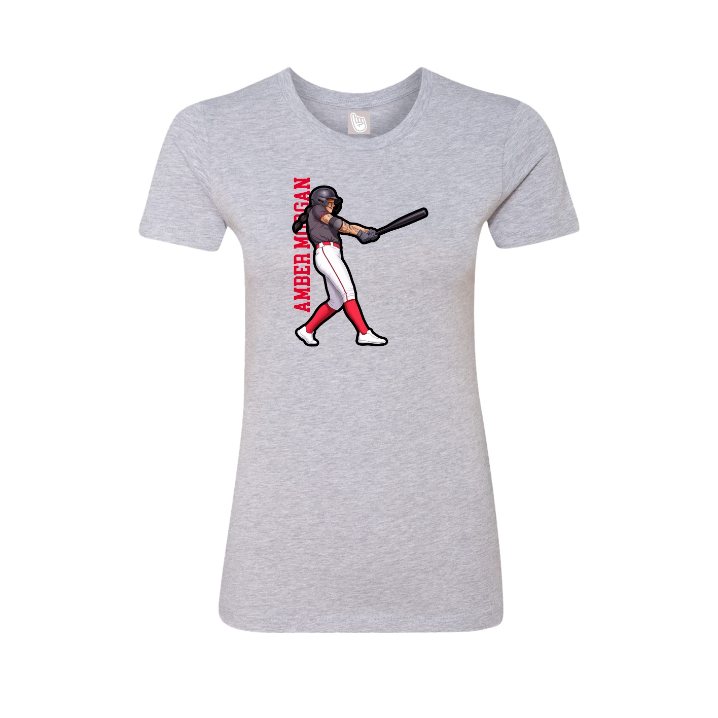 Fitted Women's Tee — Name Vertical in Grey
