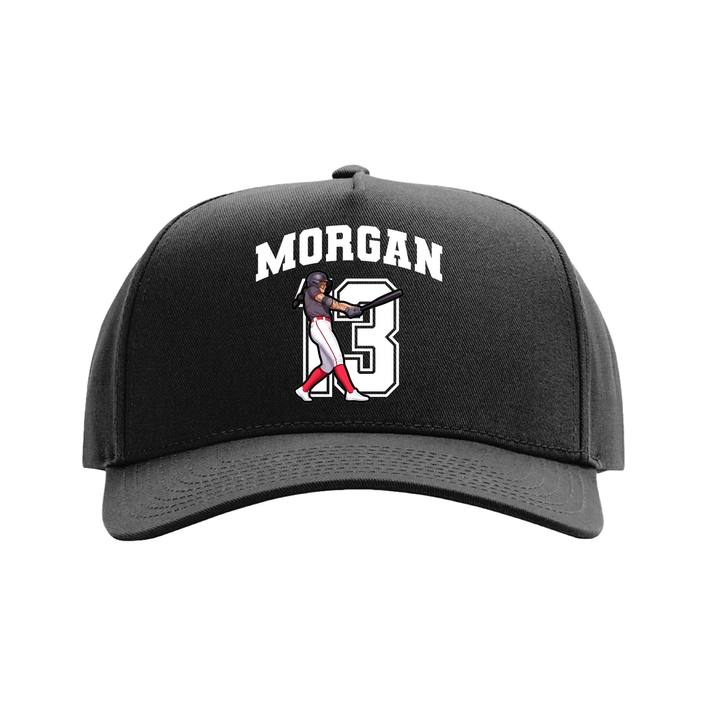 Full Fabric Five-Panel Champ Cap — Number in Black