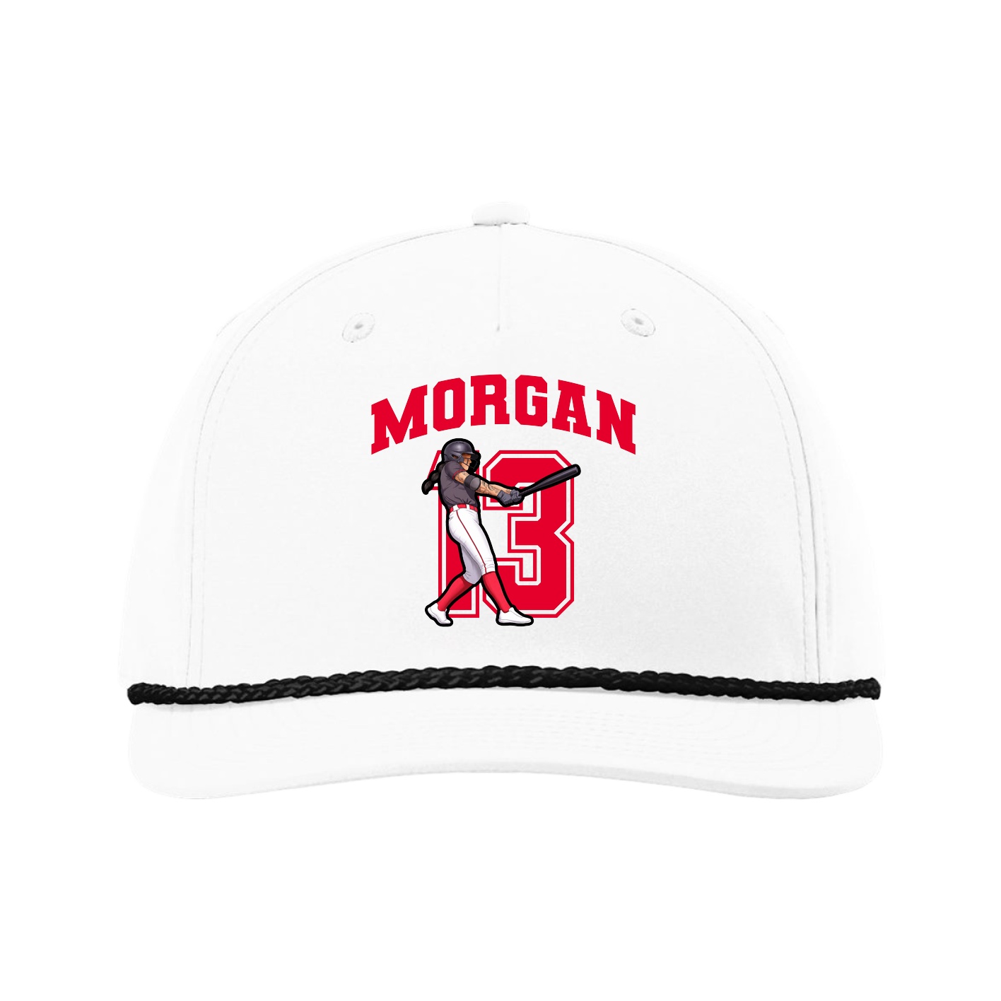 Five-Panel Classic Rope Cap — Number in White