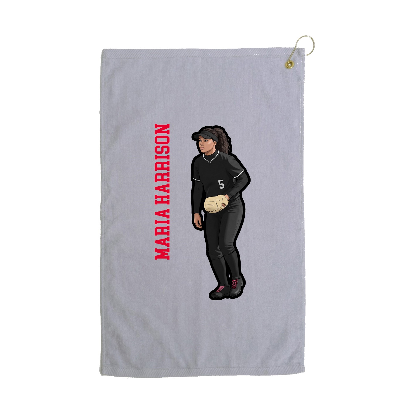 Golf Towel — Name Vertical in Grey