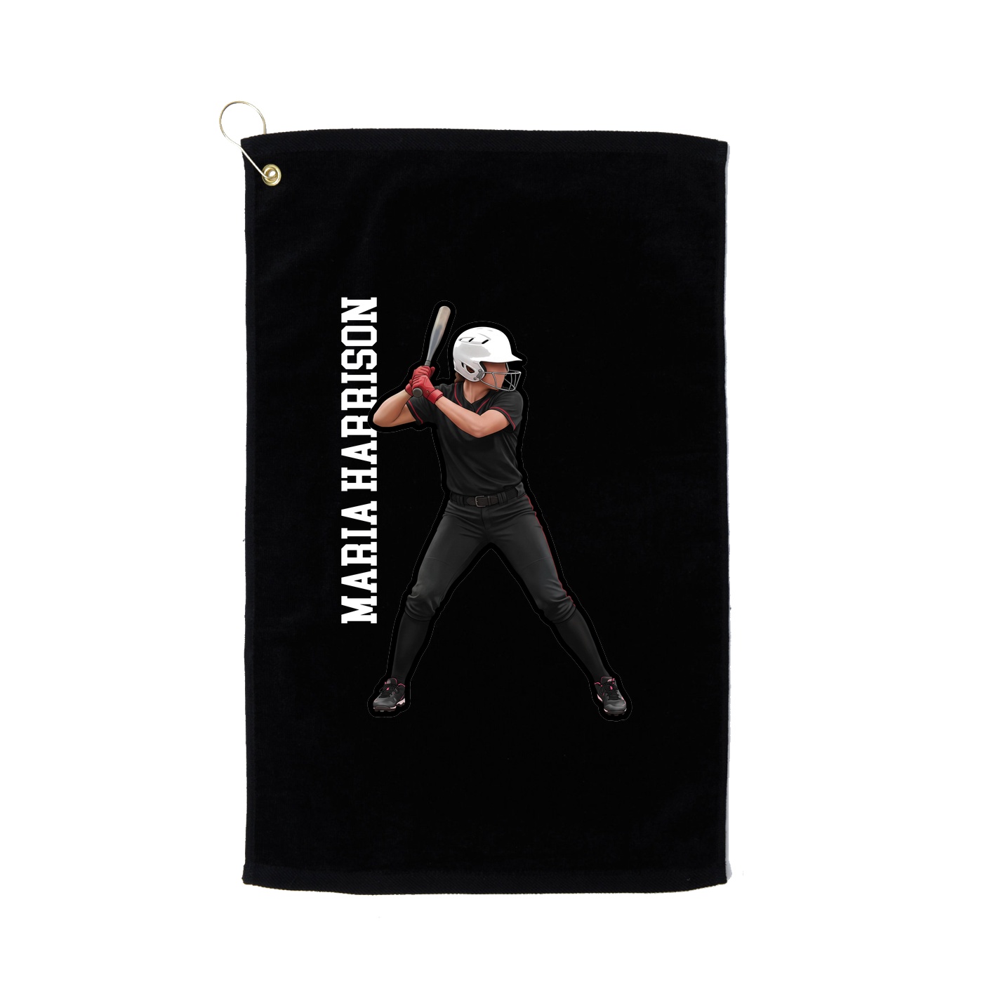 Golf Towel — Name Vertical in Black