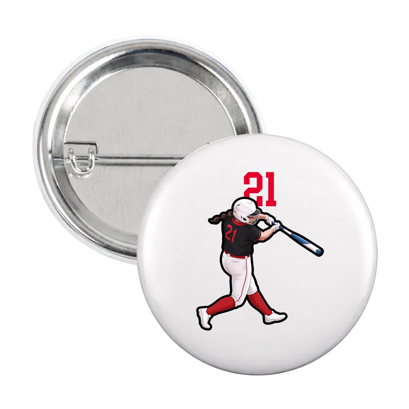 Game Day Button — Number Top in White
