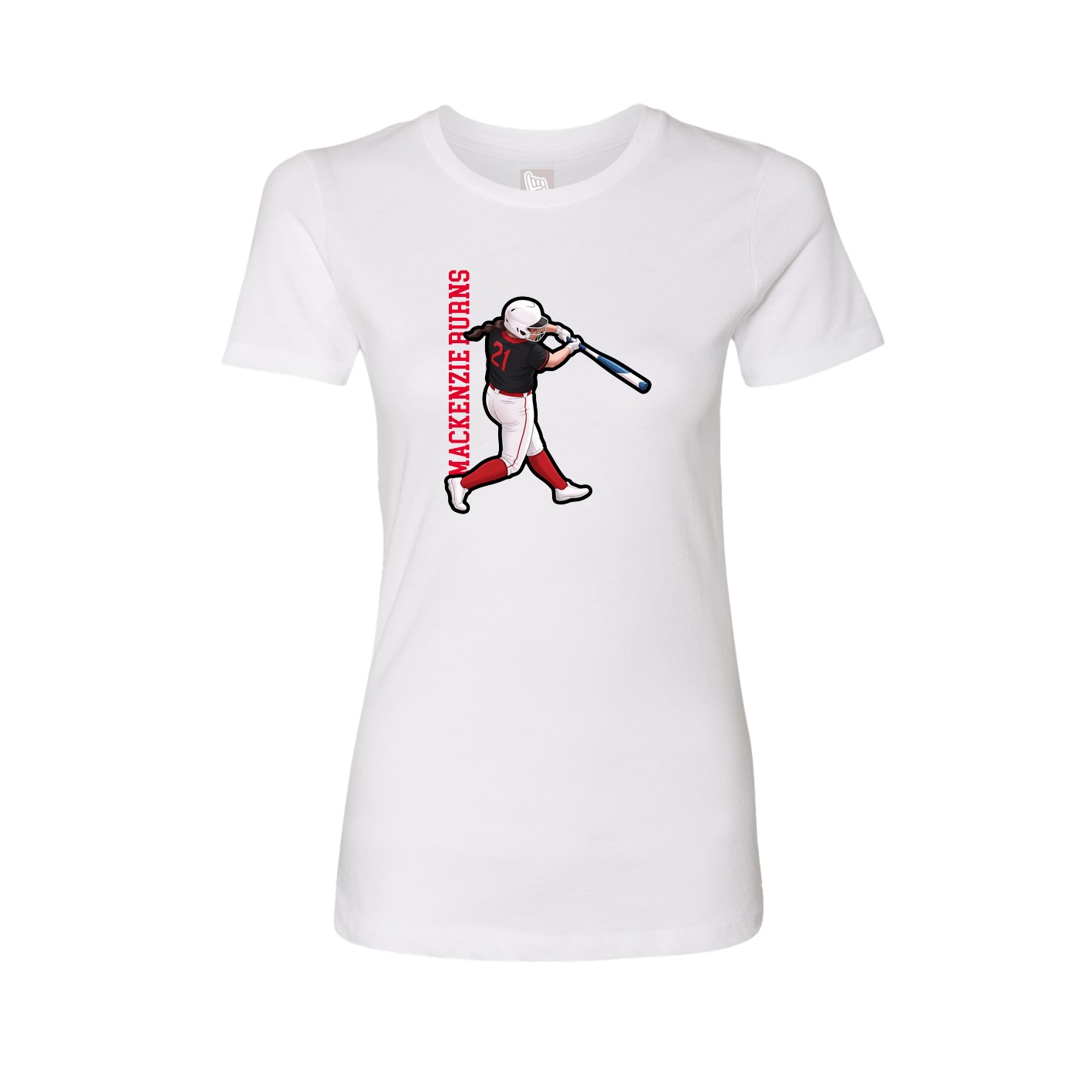 Fitted Women's Tee — Name Vertical in White