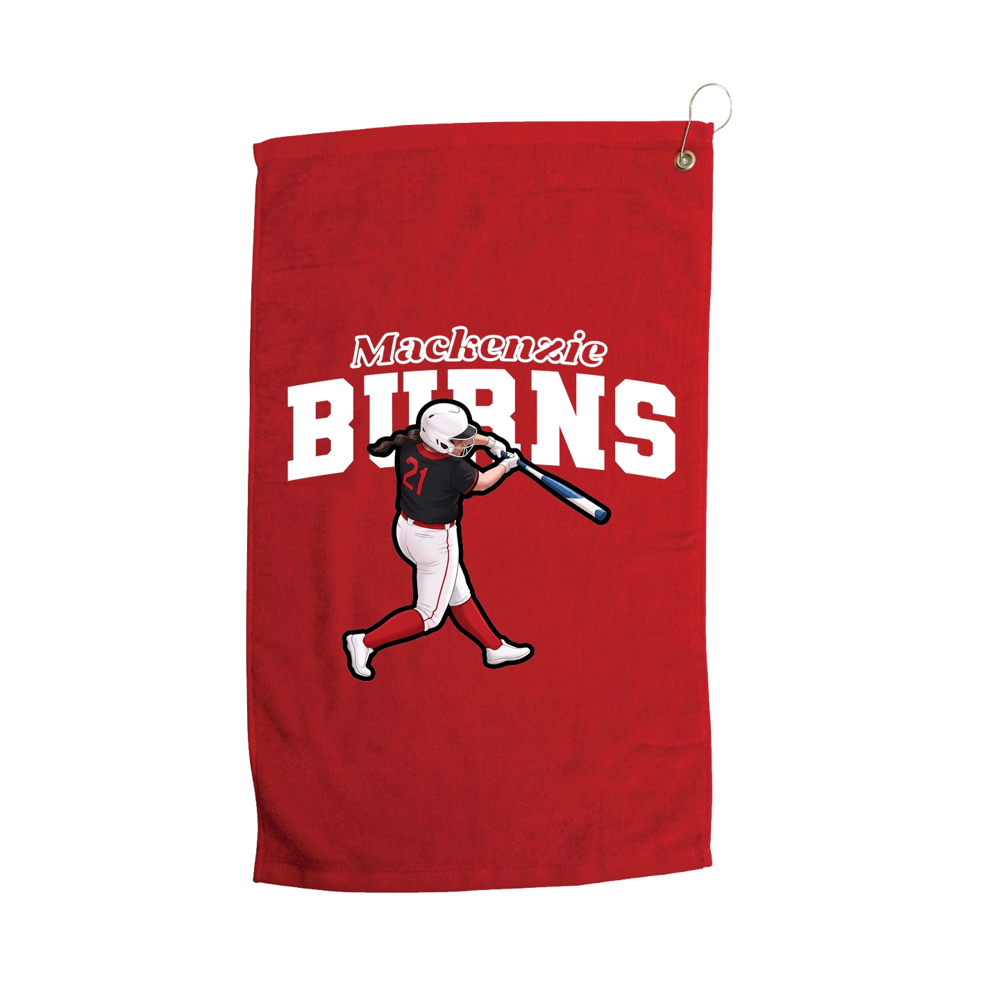 Golf Towel — Name Arch in Red